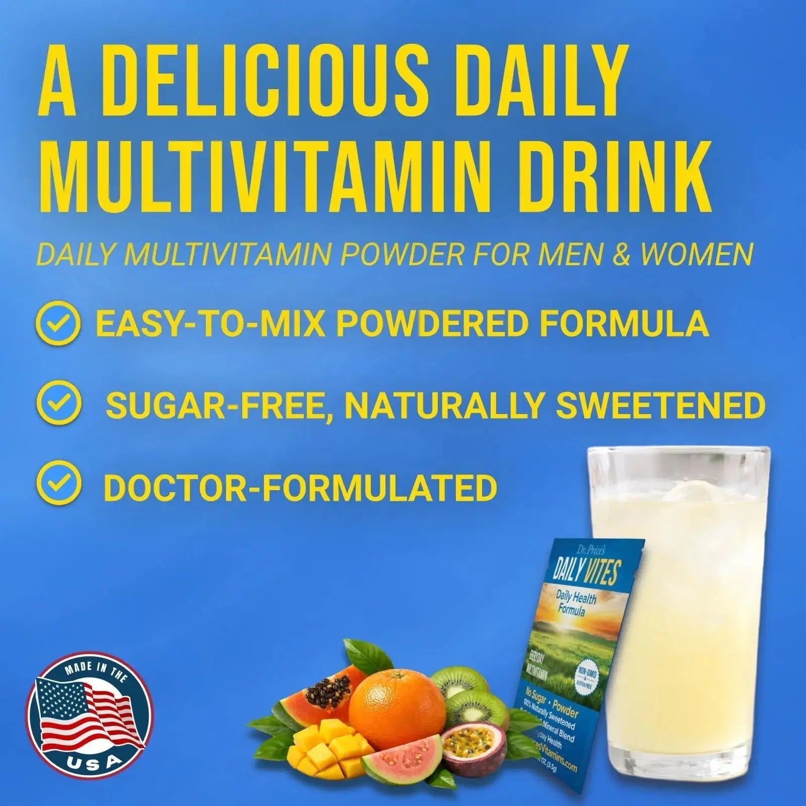 Dr. Price's Multivitamin for Women and Men | Tropical 30 Servings | Daily Supplement Powder with Vitamin C, B Complex & Minerals | Dr. Price's Vitamins Au supplements