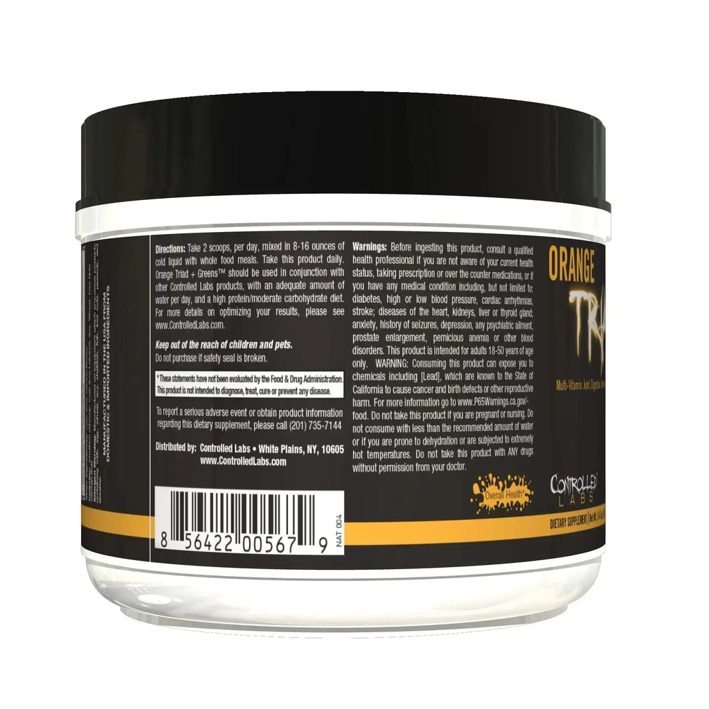 CONTROLLED LABS Orange Triad Plus Greens for Men and Women, 30 Servings Iron Free Sports Supplement for Overall Health CONTROLLED LABS Au supplements