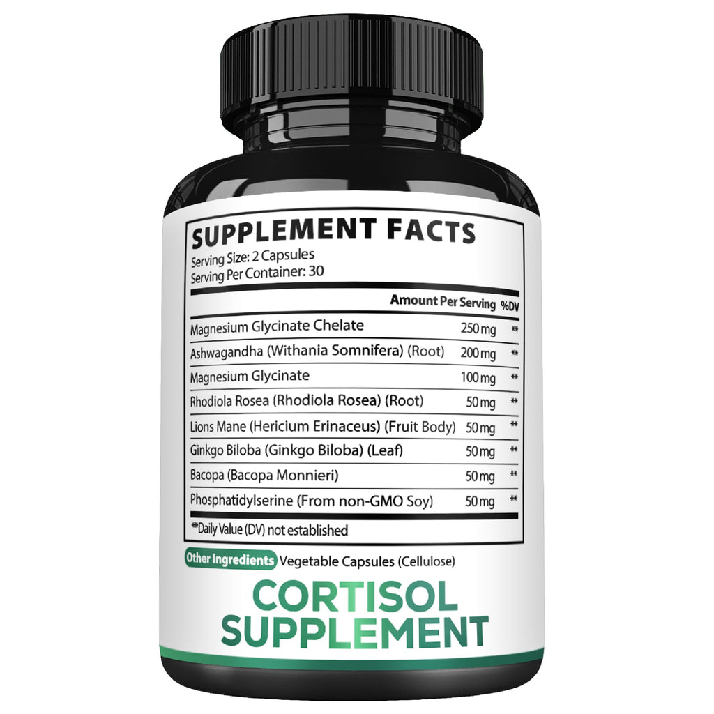 Satoomi 8in1 Cortisol Manager with Magnesium Glycinate, Ashwagandha, Rhodiola Rosea, Lions Mane & More - Cortisol Reducer Supplement Men & Women - 60 Capsules Satoomi Au supplements