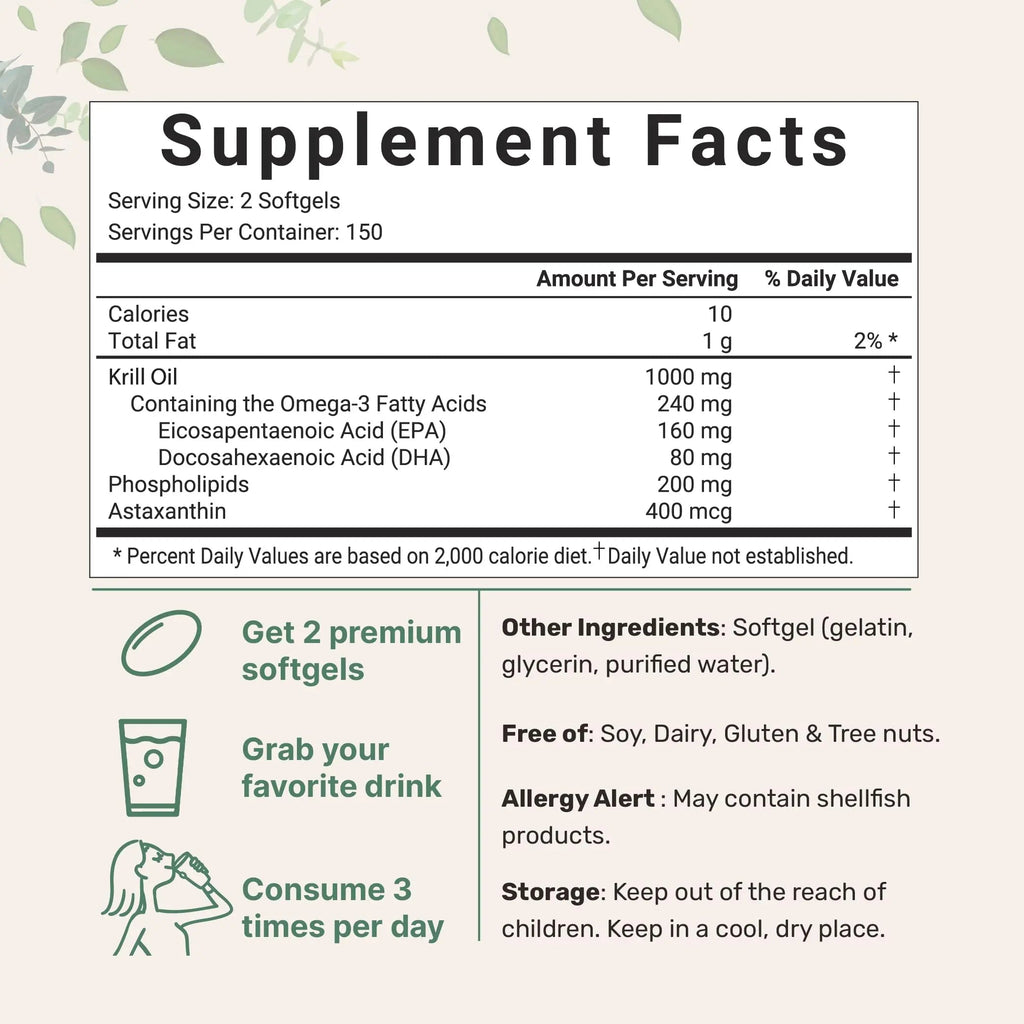 Micro Ingredients Antarctic Krill Oil Supplement, 1000mg Per Serving, 300 Soft-Gels Micro Ingredients Au supplements