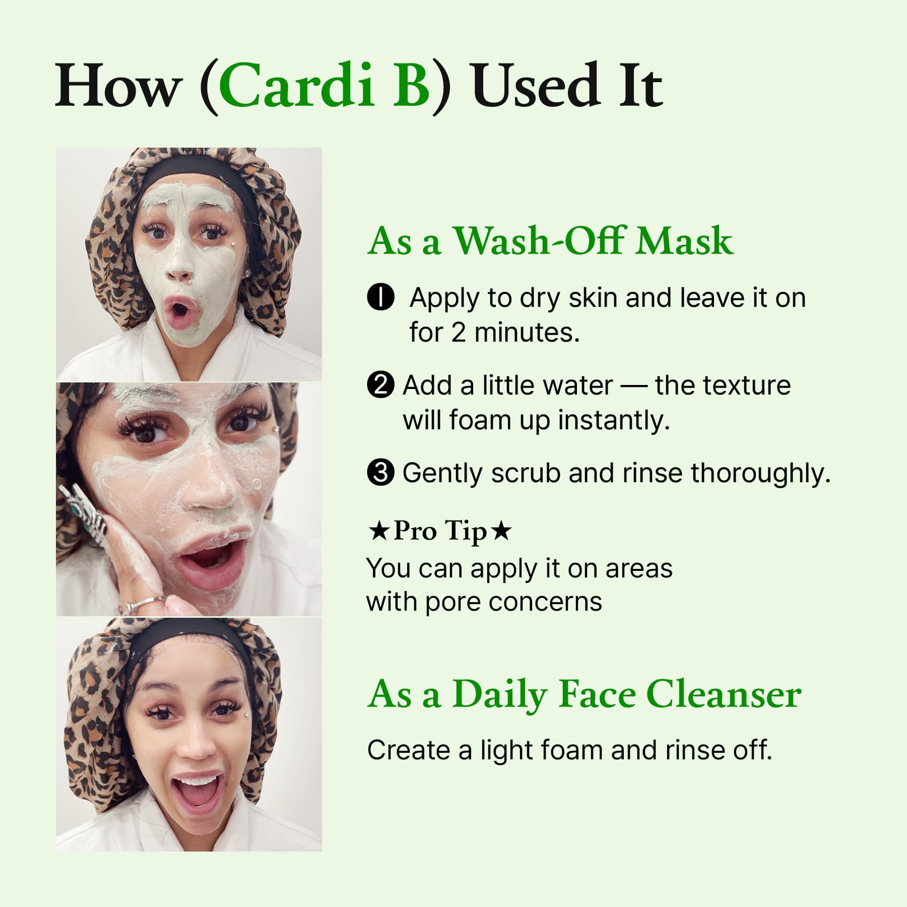 FULLY Green Tomato Facial Cleanser, Cardi B’s Clay Mask Cleanser for Deep Pore Cleanse