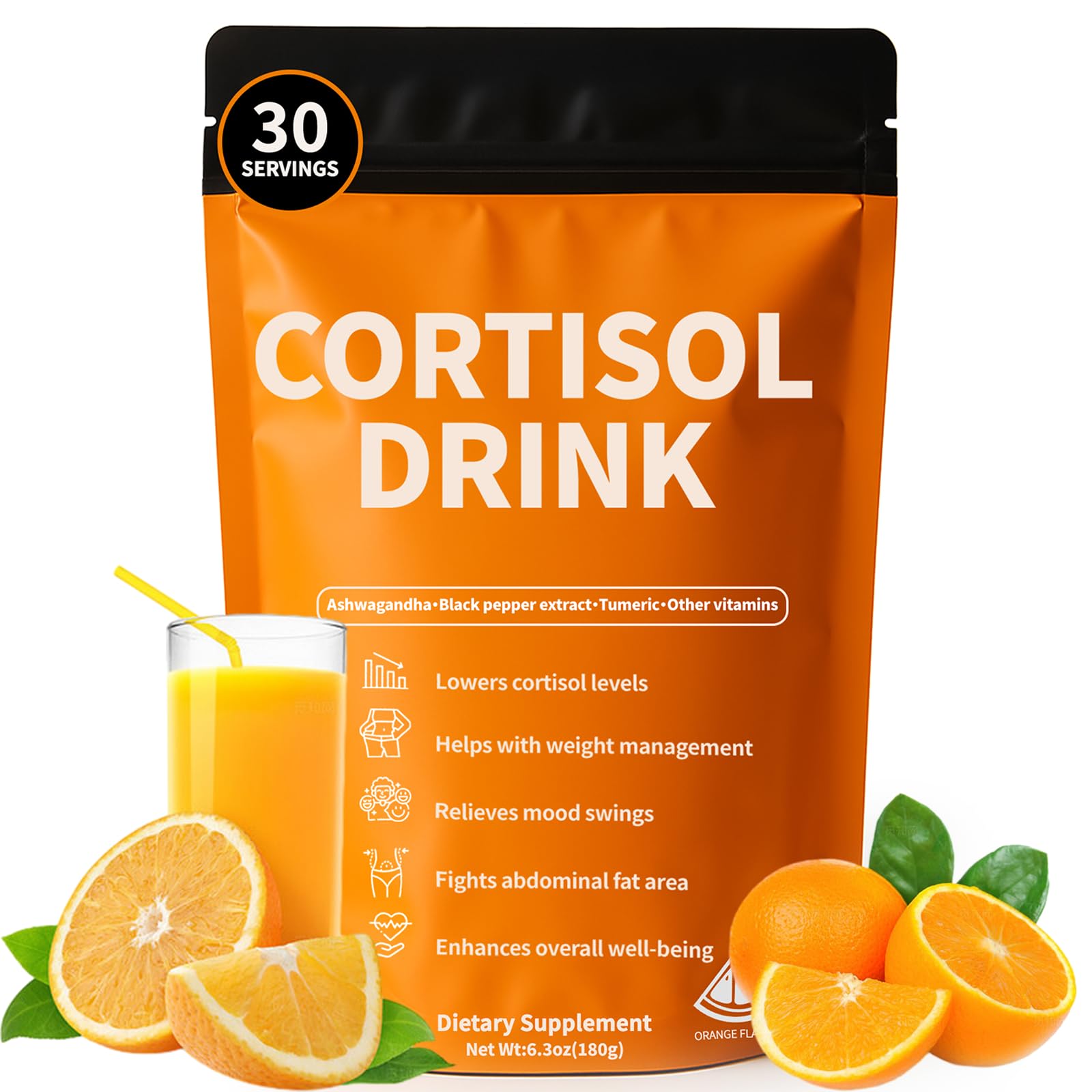 Cortisol Drink Powder - Natural Cortisol Supplements for Ashwagandha, L-Theanine, Turmeric Root, Black Pepper Extract, Relaxation, Focus, Mental Clarity oviaapo Au supplements