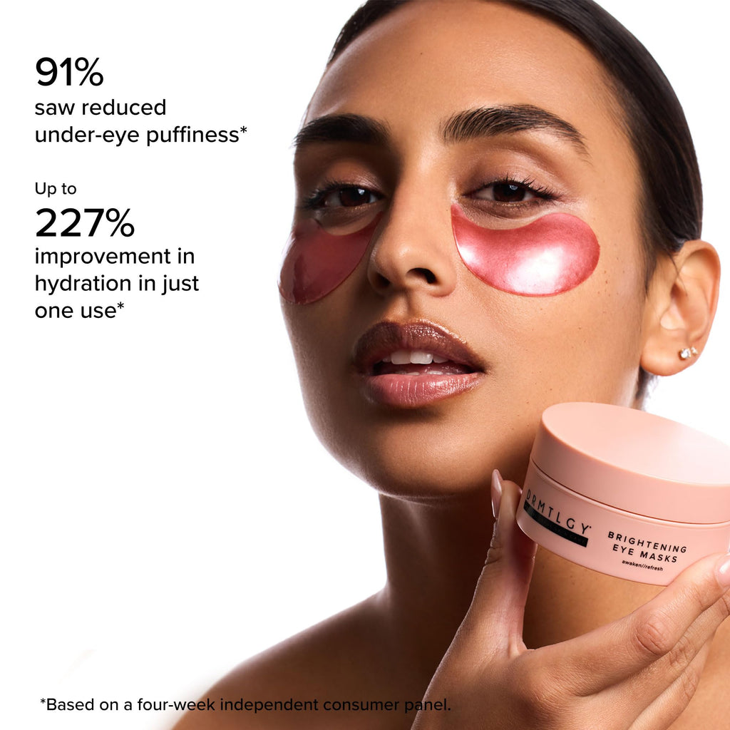 DRMTLGY Brightening Eye Masks – Biodegradable Hydrogel Under Eye Patches with Caffeine, Peptides, Hyaluronic Acid & Niacinamide