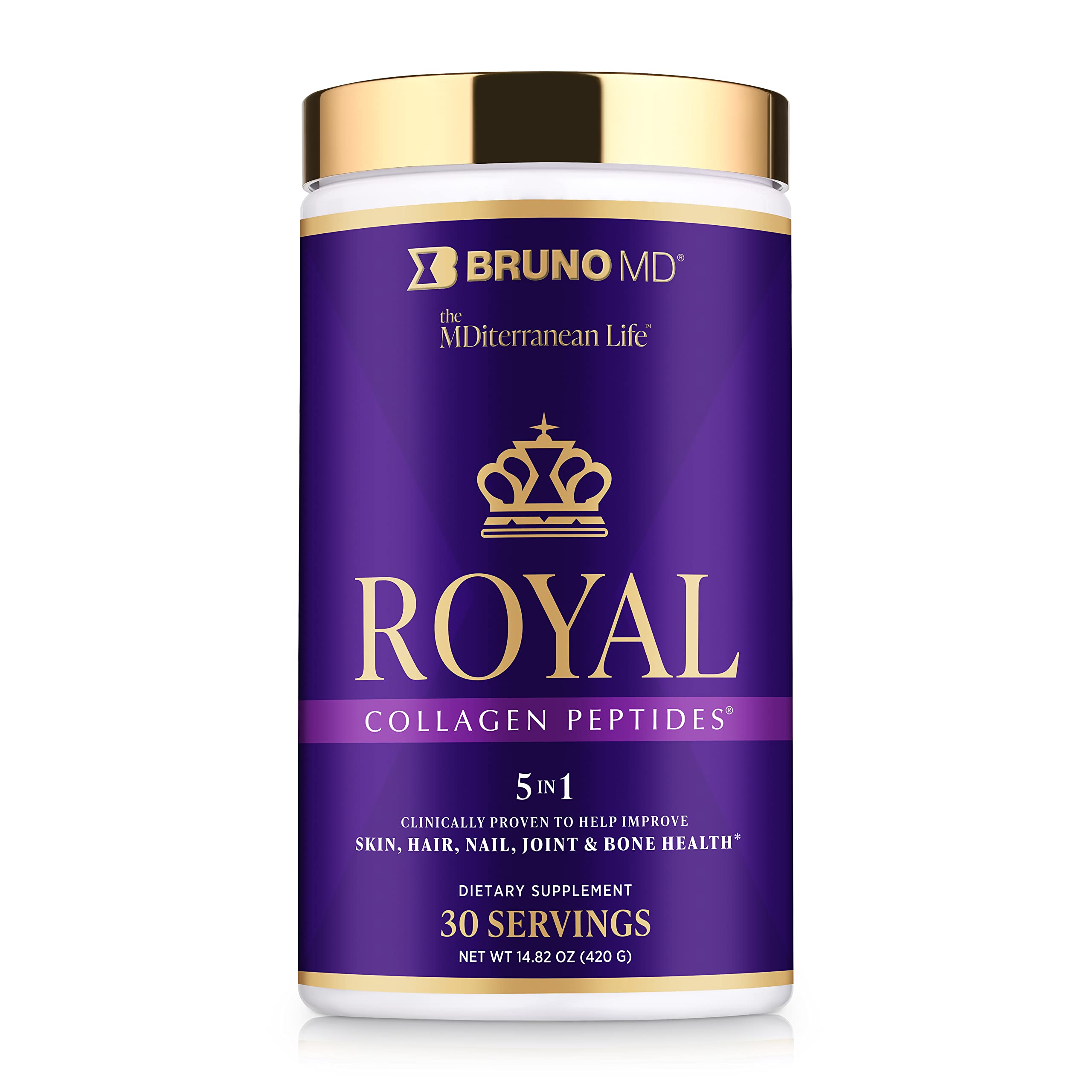 Bruno MD Royal Collagen Peptides, Clinically proven, Dietary Supplement, Improves Skin & Cellulite, European Sourced, Improves the Look of Hair & Nails, Blended with Vitamin C, Bone & Joint Supplement BRUNO MD Au supplements
