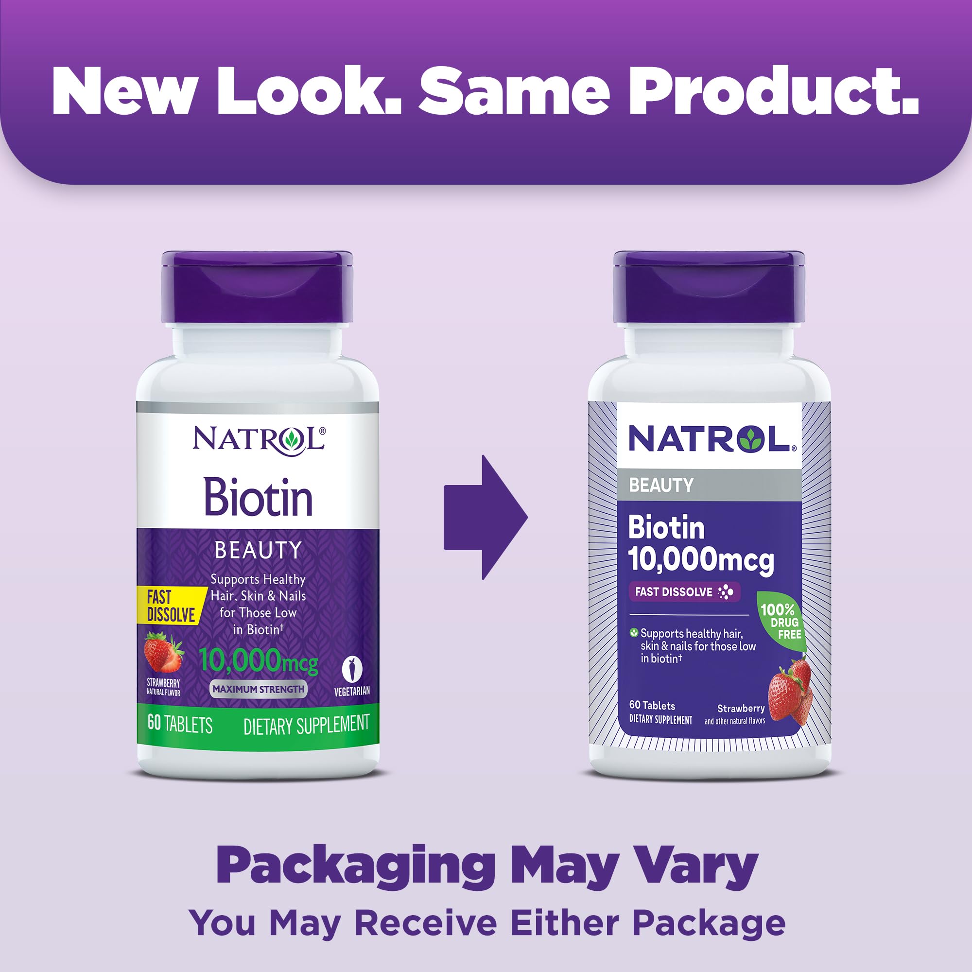 Natrol Biotin 10000mcg, 4X Faster Dissolve Supplement for Healthy Hair, Skin and Nails for Those Low in Biotin, Plus Energy Metabolism Support