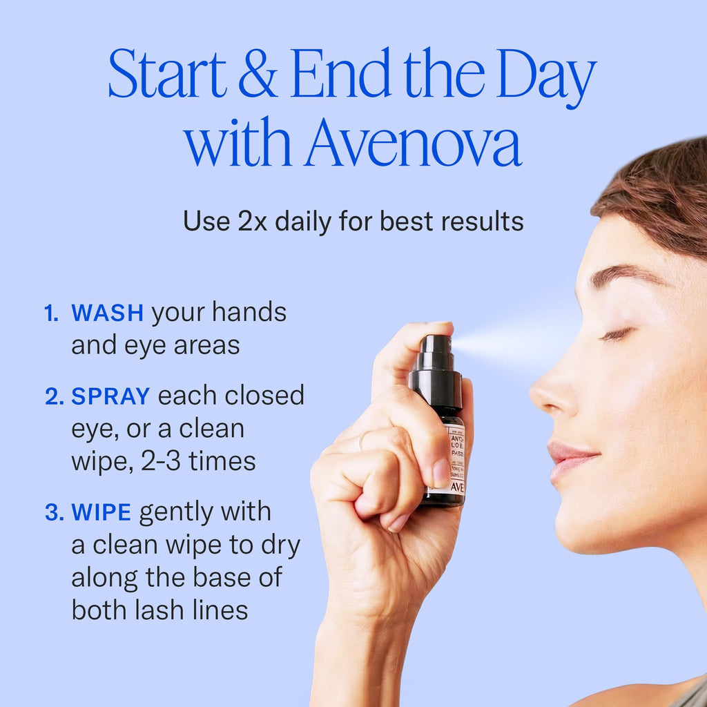 Avenova Eyelid and Eyelash Cleanser Spray - 20ml Bottle - Gentle Everyday Pure Hypochlorous Acid Spray for Eye Irritation
