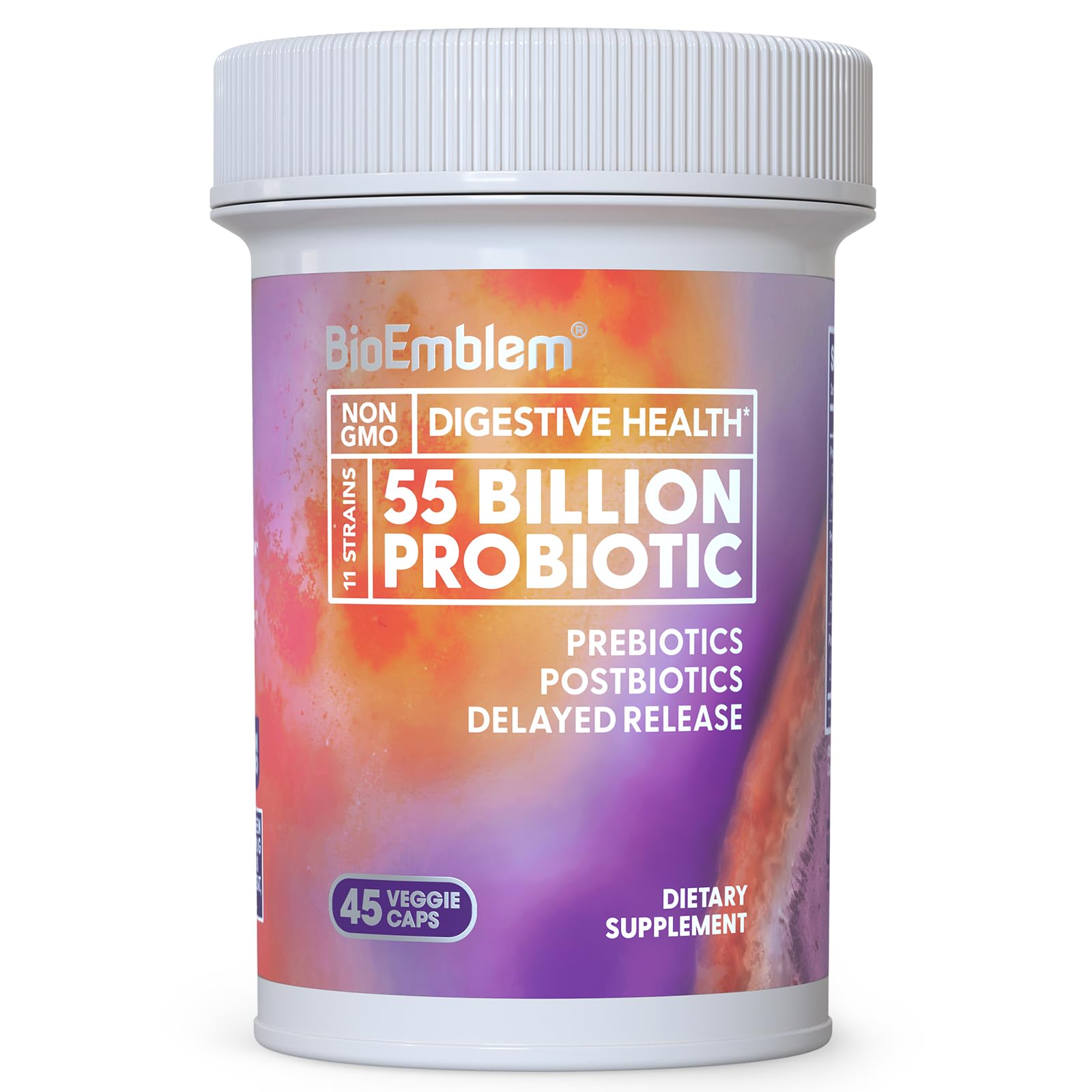 BioEmblem Probiotics for Women & Men – 55 Billion CFU | 11 Strains with Prebiotics & Postbiotics | Jerusalem Artichoke & Inulin | Digestive & Immune Support, Nutrient Absorption | Non-GMO,45 Capsules BioEmblem Au supplements