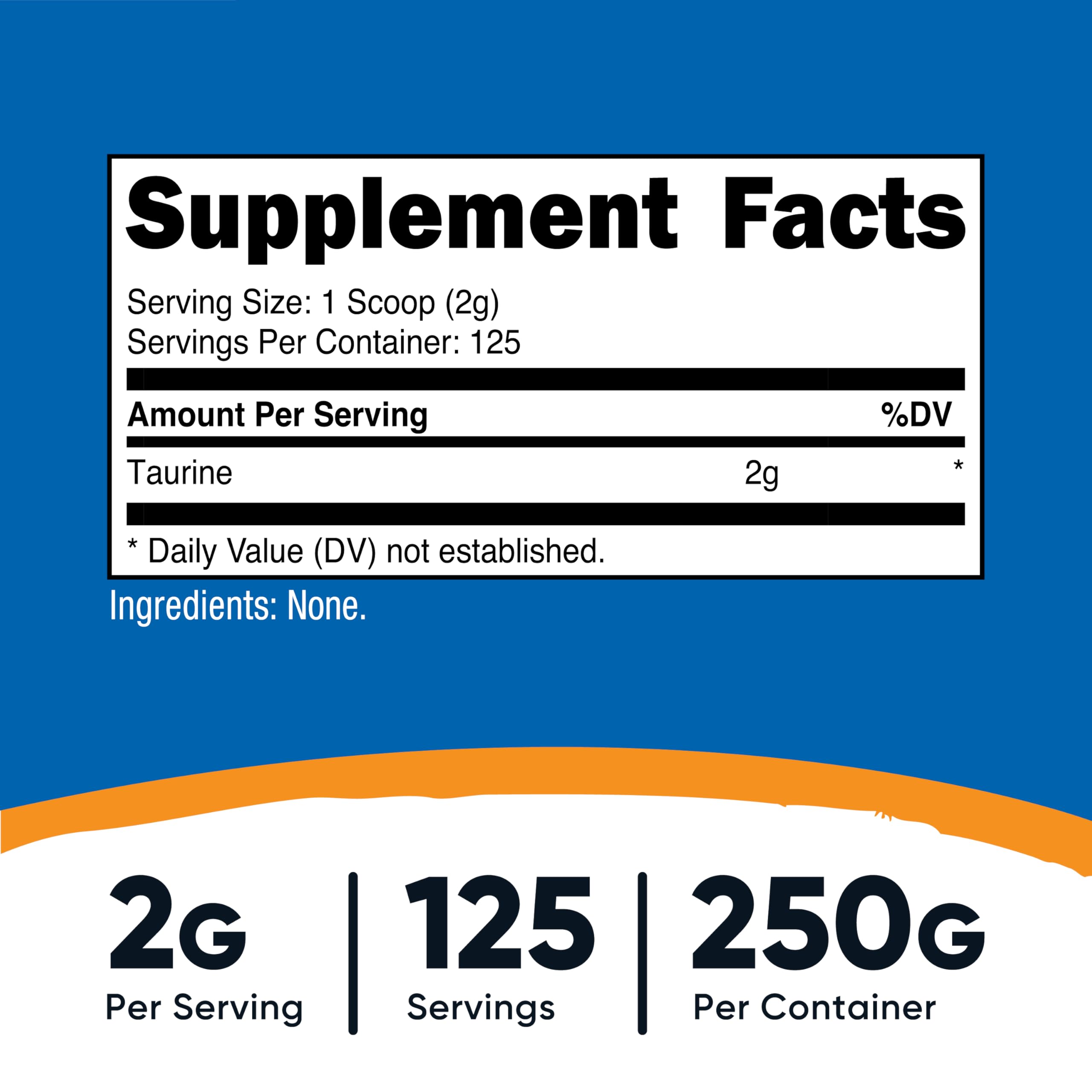 Nutricost Taurine Powder 250 Grams - 125 Servings, 2000mg Per Serving Nutricost Au supplements