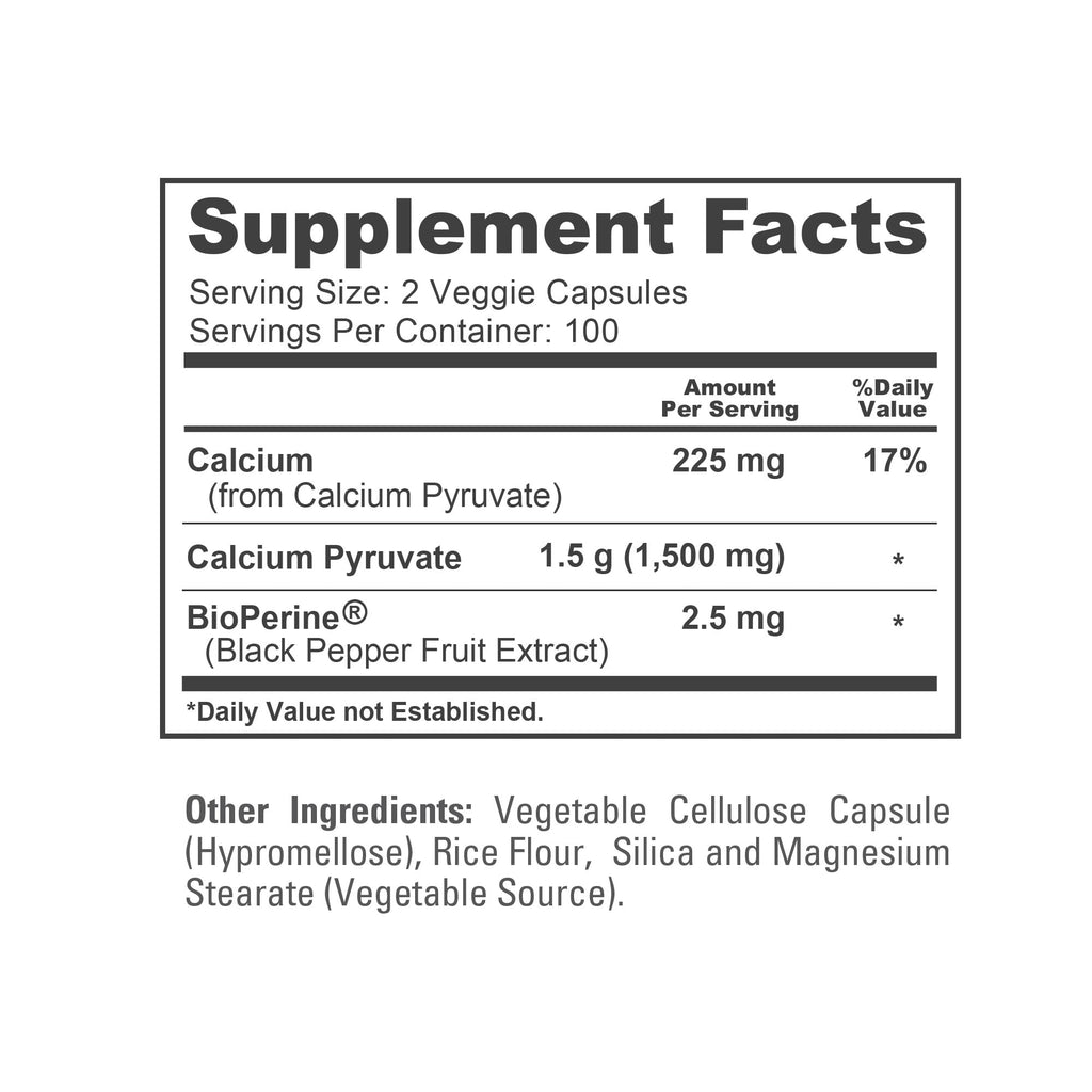 NusaPure Calcium Pyruvate - Suitable for Vegetarian/Vegan, Non - GMO - 1500 mg - 200 Capsules NusaPure Au supplements