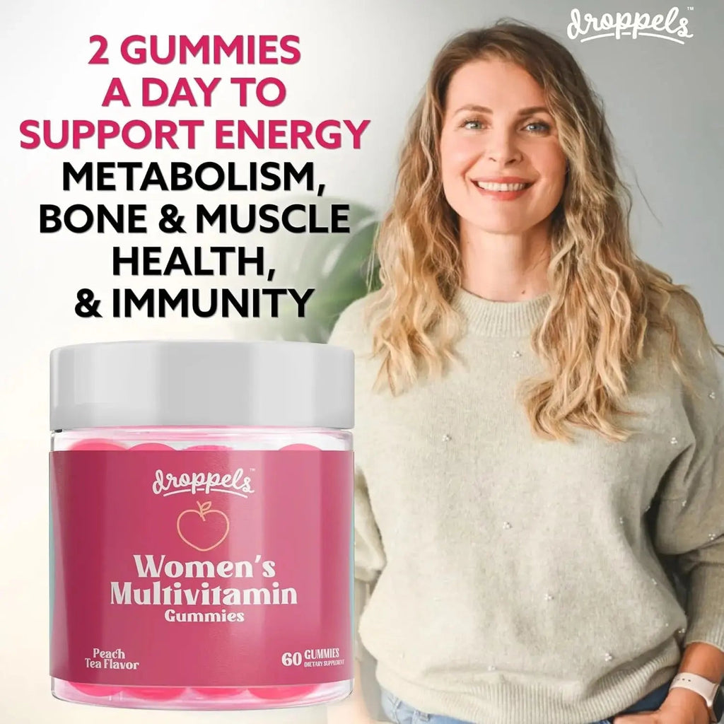 Droppels His & Hers Bundle: Men's & Women's Multivitamin Gummies | Vegan, Non-GMO, Pectin-Based | BlackBerry & Peach Tea Flavors Droppels Au supplements