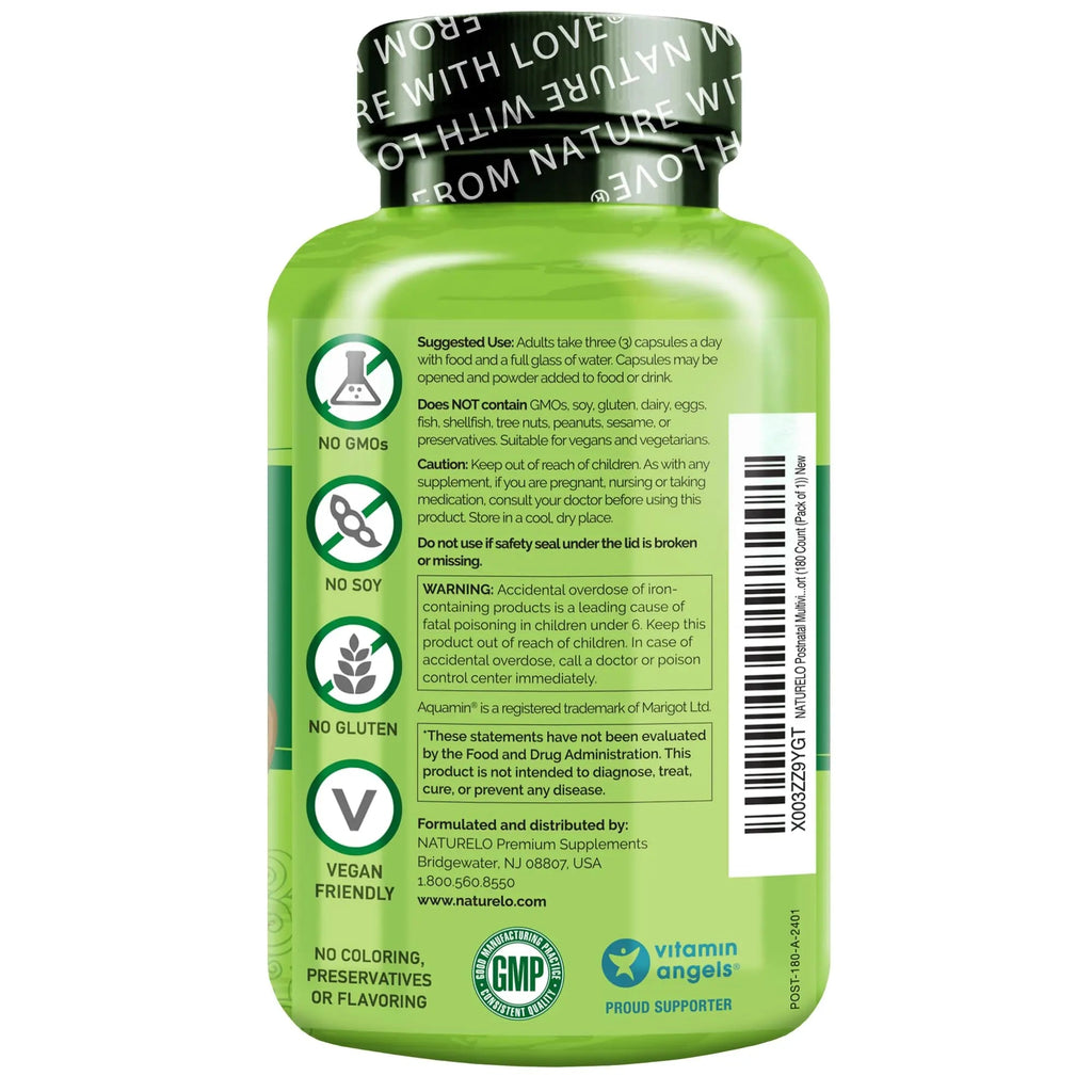 NATURELO Postnatal Multivitamin - Supplement for Breastfeeding Women - Plant-Based Vitamin D, Folate, Gentle Iron - for Nursing Mother, Baby NATURELO Au supplements