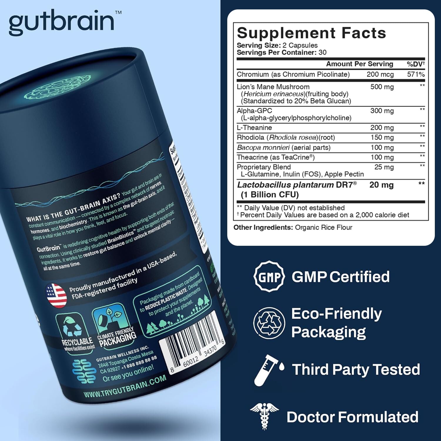Brain Supplement for Memory and Focus with Probiotics, Advanced 2 in 1 Nootropic Brain Support for Mental Clarity, Caffeine Free Doctor Formulated Supplement, 60 Capsules Purity Labs Au supplements