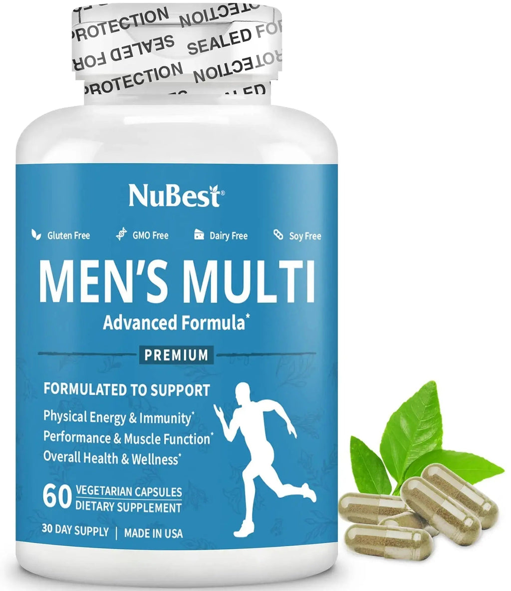 Multivitamin for Men with 38 Key Nutrients, B Complex, D3, A, C, Zinc, Magnesium, Calcium, Asian Ginseng, Ashwagandha, Turmeric for Bones, Muscle NuBest Au supplements