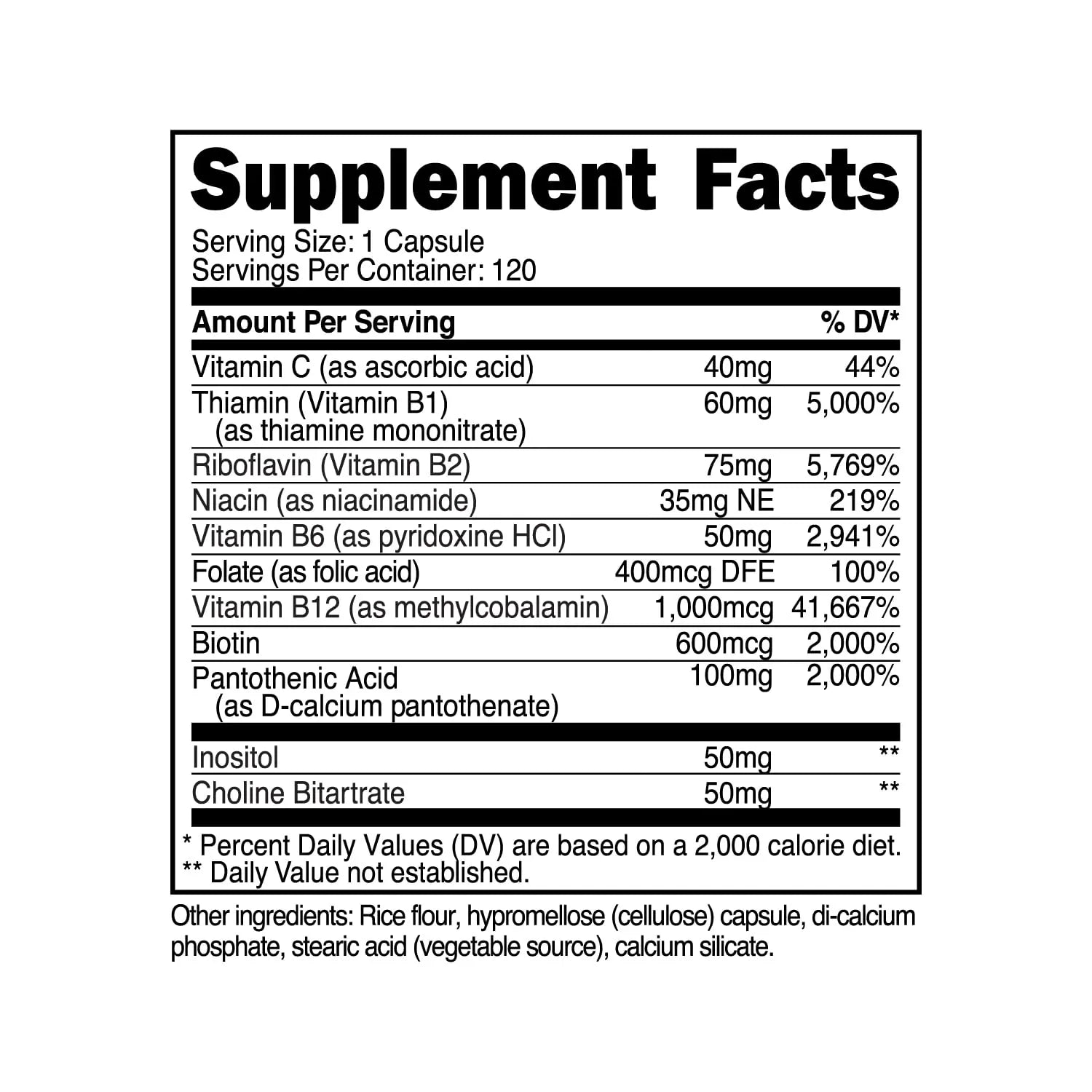 Nutricost High Potency Vitamin B Complex 460mg, 120 Capsules - with Vitamin C - Energy Nutricost Au supplements