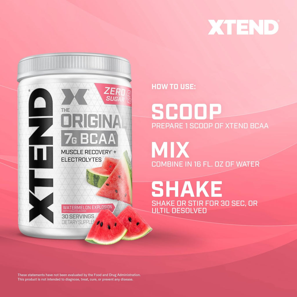 Xtend Original BCAA Powder, 7g BCAAs and 2.5g L-Glutamine for Muscle Recovery Hydration and Lean Muscle, Sugar Free Intra and Post Workout Drink with Electrolytes
