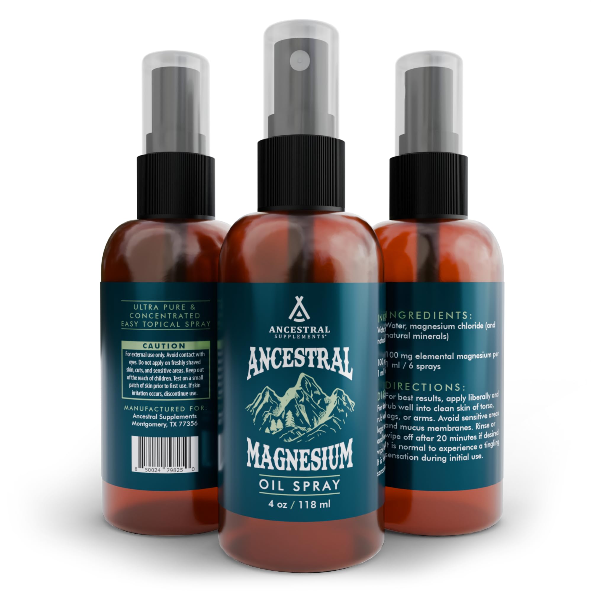 Ancestral Supplements Magnesium Spray, Magnesium for Sleep + Muscle Support, Made with Magnesium Chloride & Natural Minerals, Fast Absorbing Topical Magnesium Oil Supplement for Body Application, 4 oz Ancestral Supplements Au supplements