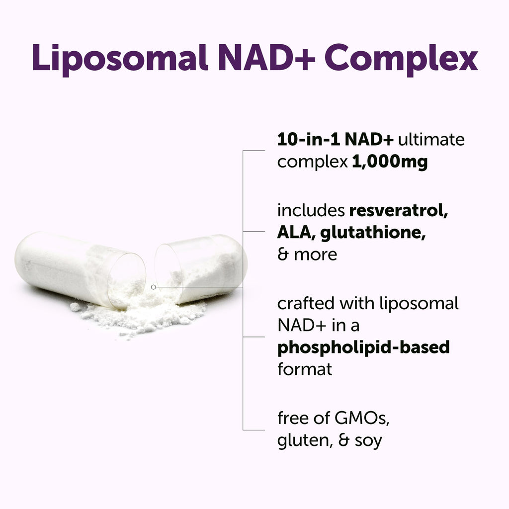 Micro Ingredients Liposomal NAD+ Ultimate Complex 1,000mg | 60 Veggie Capsules | NMN Pathway Formula | 10-in-1 with Resveratrol, Glutathione, & Astaxanthin