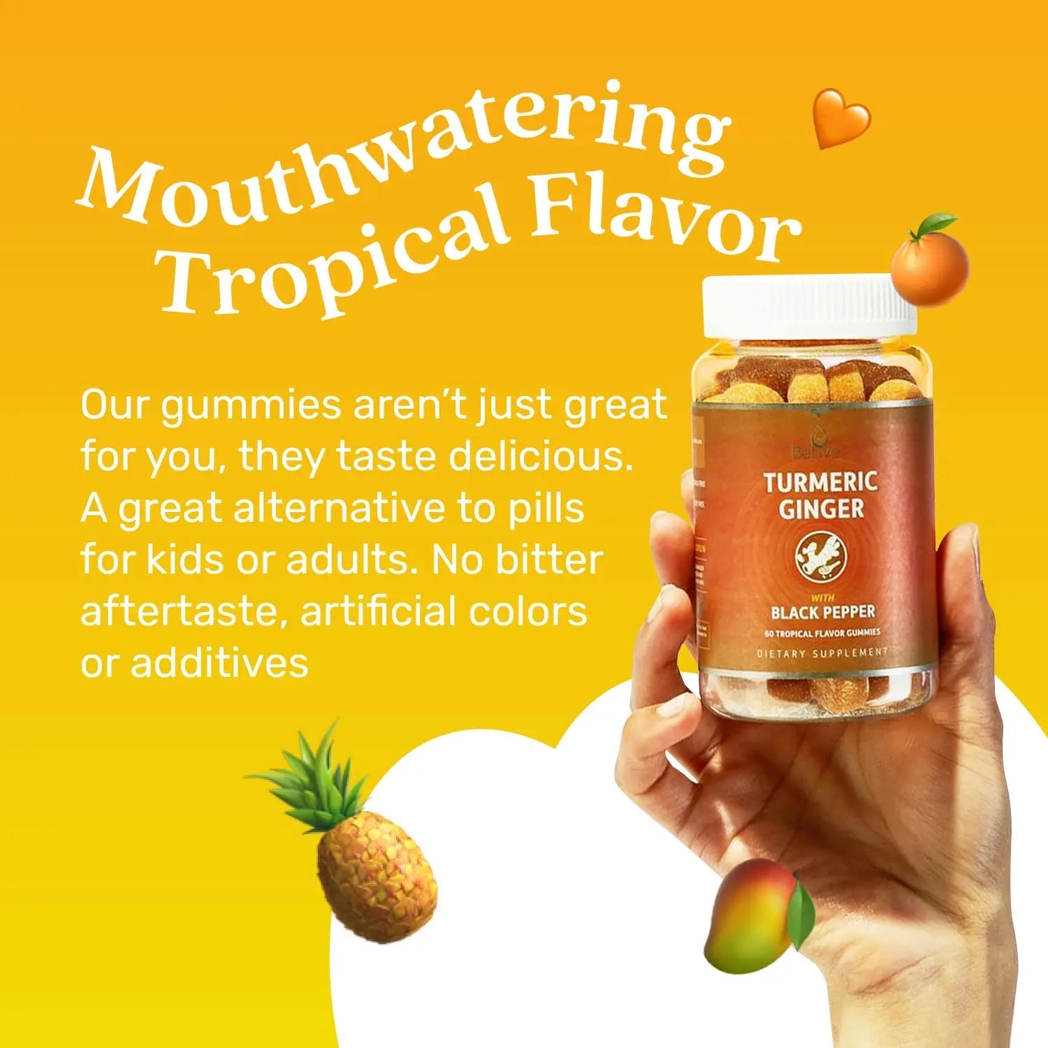 BeLive Turmeric Curcumin with Black Pepper & Ginger - 60 Gummies I Turmeric and Ginger BeLive Au supplements