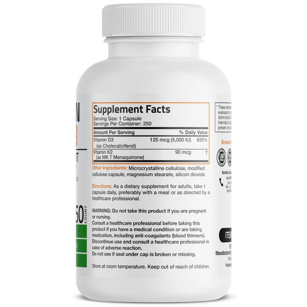 Bronson Vitamin K2 (MK7) with D3 Supplement Bone and Heart Health Non-GMO Bronson Au supplements