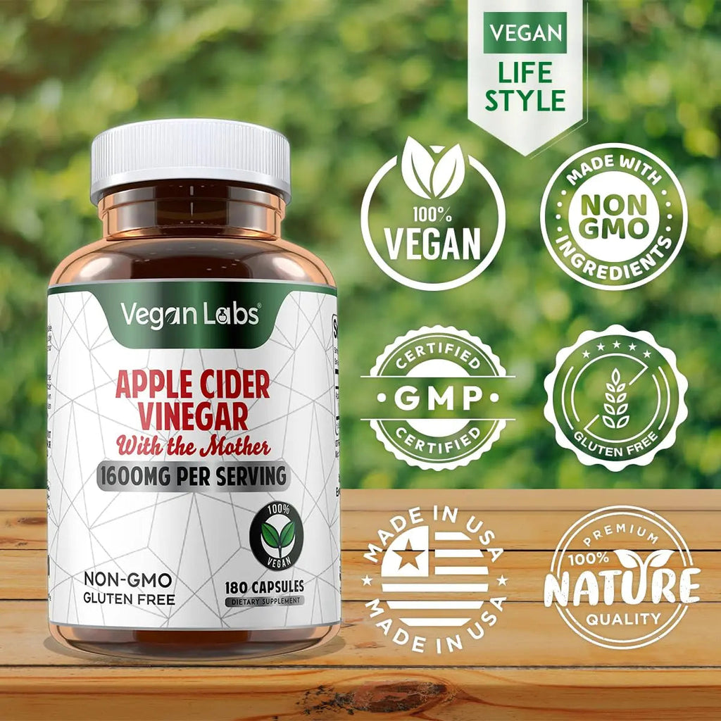 Vegan Labs Apple Cider Vinegar Capsules with The Mother- 180 Vegan Capsules Vegan Labs Au supplements