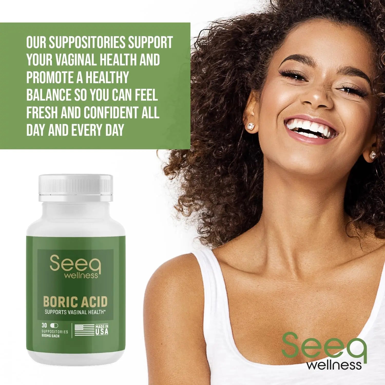 Seeq Wellness Boric Acid Vaginal Suppositories - Helps Support Odor Control and Balance Vaginal PH Seeq Wellness Au supplements