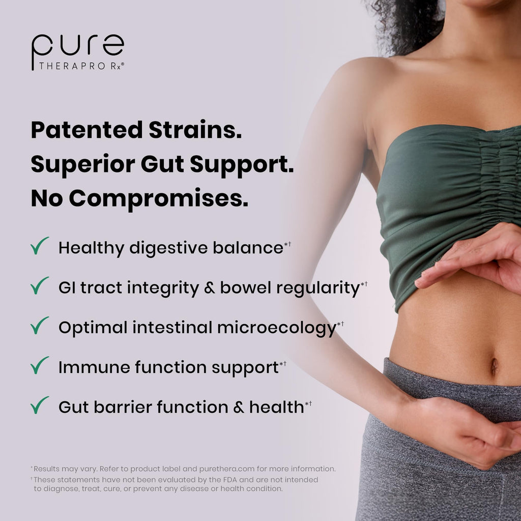 Pure Therapro Rx Power Probiotic Daily - 30 Acid-Resistant Capsules | 4 Proven Strains - 30 Billion CFU/Capsule | Patented Activ-Vial Desiccant Bottle