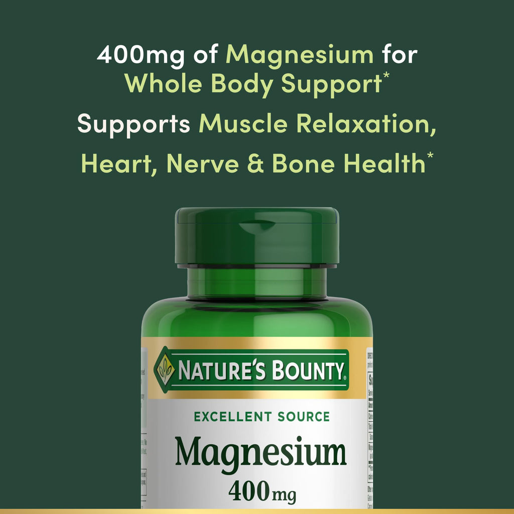 Nature's Bounty Magnesium 400 mg Softgel, Whole Body Support, Magnesium Supplements for Men and Women, Heart, Nerve & Bone Health, 75 Softgels (Pack of 1) Nature's Bounty Au supplements
