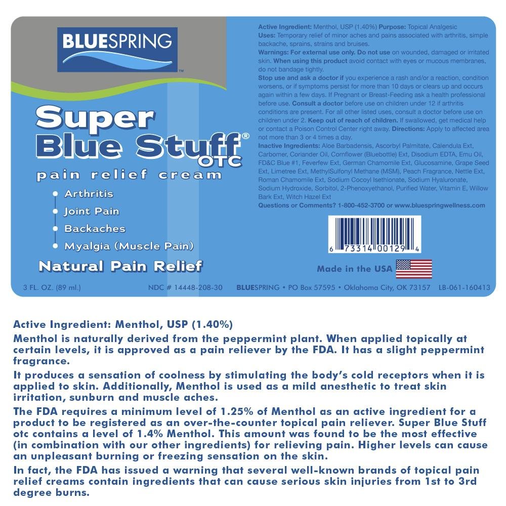 Super Blue Stuff Natural Pain Relief roll on with Emu Oil by BlueSpring- Pain relief rub Anti Inflammatory Analgesic Cream for Back, Knee, Joint, Muscle, Arthritis, and neck Pain Relief- 3 Oz roll-on. Emu Therapy Au supplements