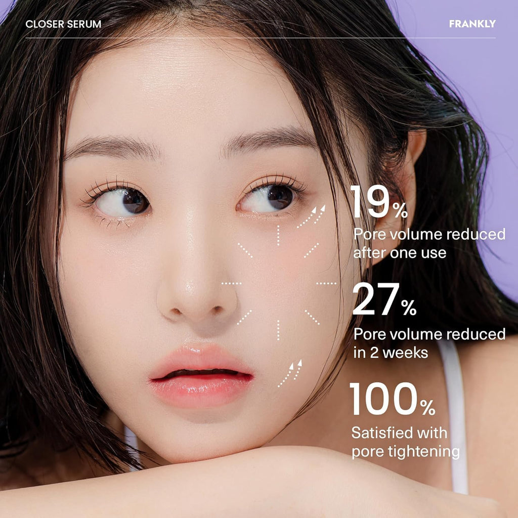 FRANKLY Closer Serum | Pore Minimizer Serum | 9 Peptides, Vegan Collagen, Adenosine, PHA | Korean Pore Minimizer for Glass Skin