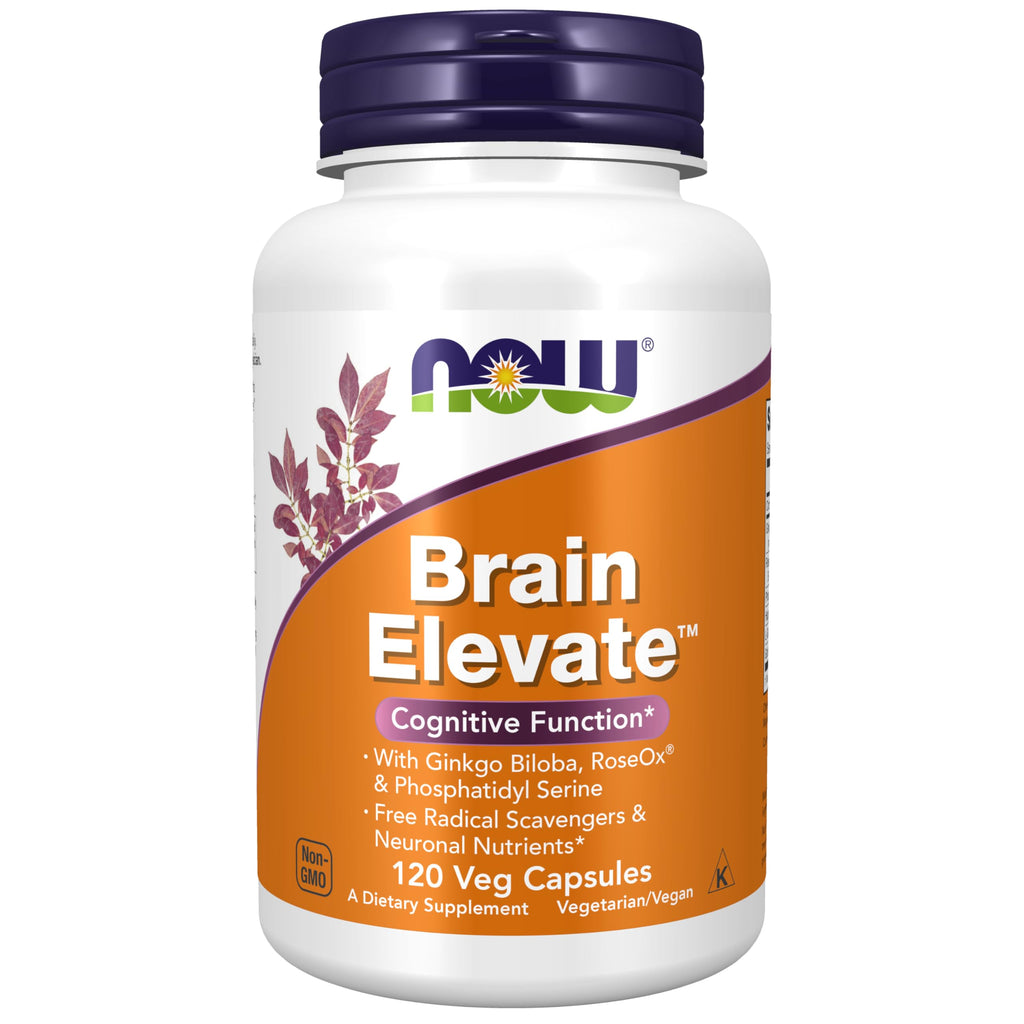 NOW Foods Supplements, Brain Elevate™, Featuring Ginkgo Biloba, RoseOx® and Phosphatidyl Serine, 120 Veg Capsules NOW Foods Au supplements