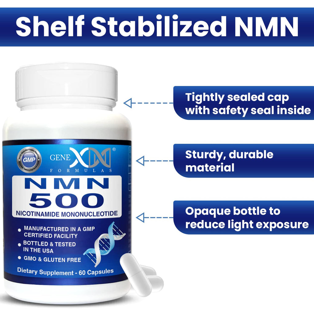 Genex Formulas NMN 500mg - 99% Pure Shelf Stabilized Supplement Capsules for Increased NAD Levels & Healthy Aging, GMP Certified, 500mg per Serving, 60 Capsules Genex Formulas Au supplements