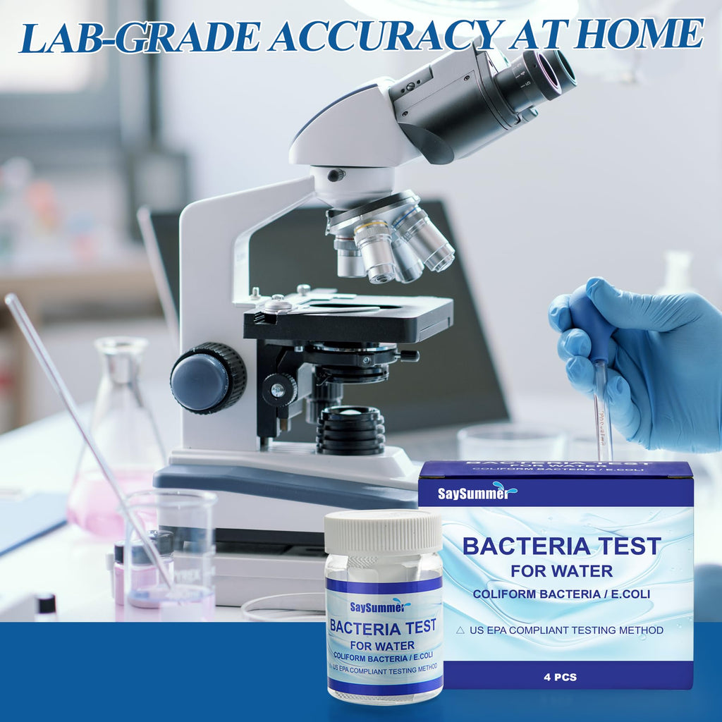 Drinking Water Bacteria Test Kit: 4 Tests Detecting Coliform E coli Bacteria - at Home Well Water Testing Kits for Drinking Water Pool Hot Tub Aquarium and More SaySummer Au supplements