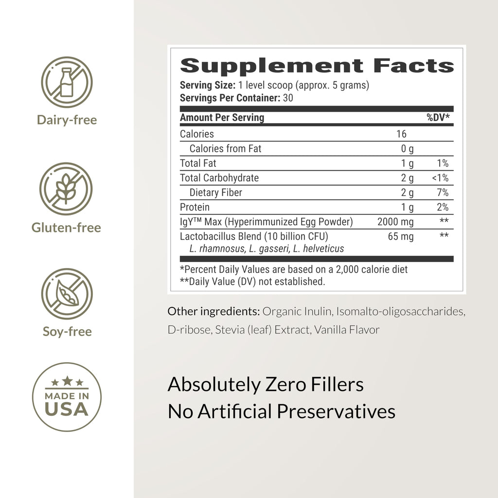 Microbiome Breakthrough™ Gut Support Powder – Vegetarian Vanilla – With Probiotics, Prebiotics, and IgY Max® – Source of L-Glutamine – Supports Digestive Comfort, Gas & Bloating Relief 30 Servings* BIOptimizers Au supplements