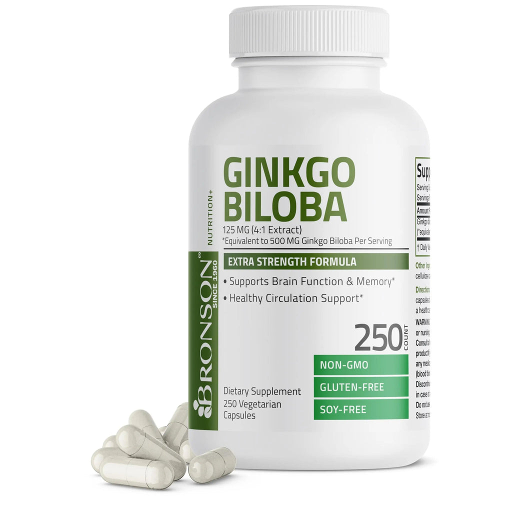 Bronson Ginkgo Biloba Extra Strength 125mg (4:1 Extract) Equivalent to 500mg Bronson Au supplements
