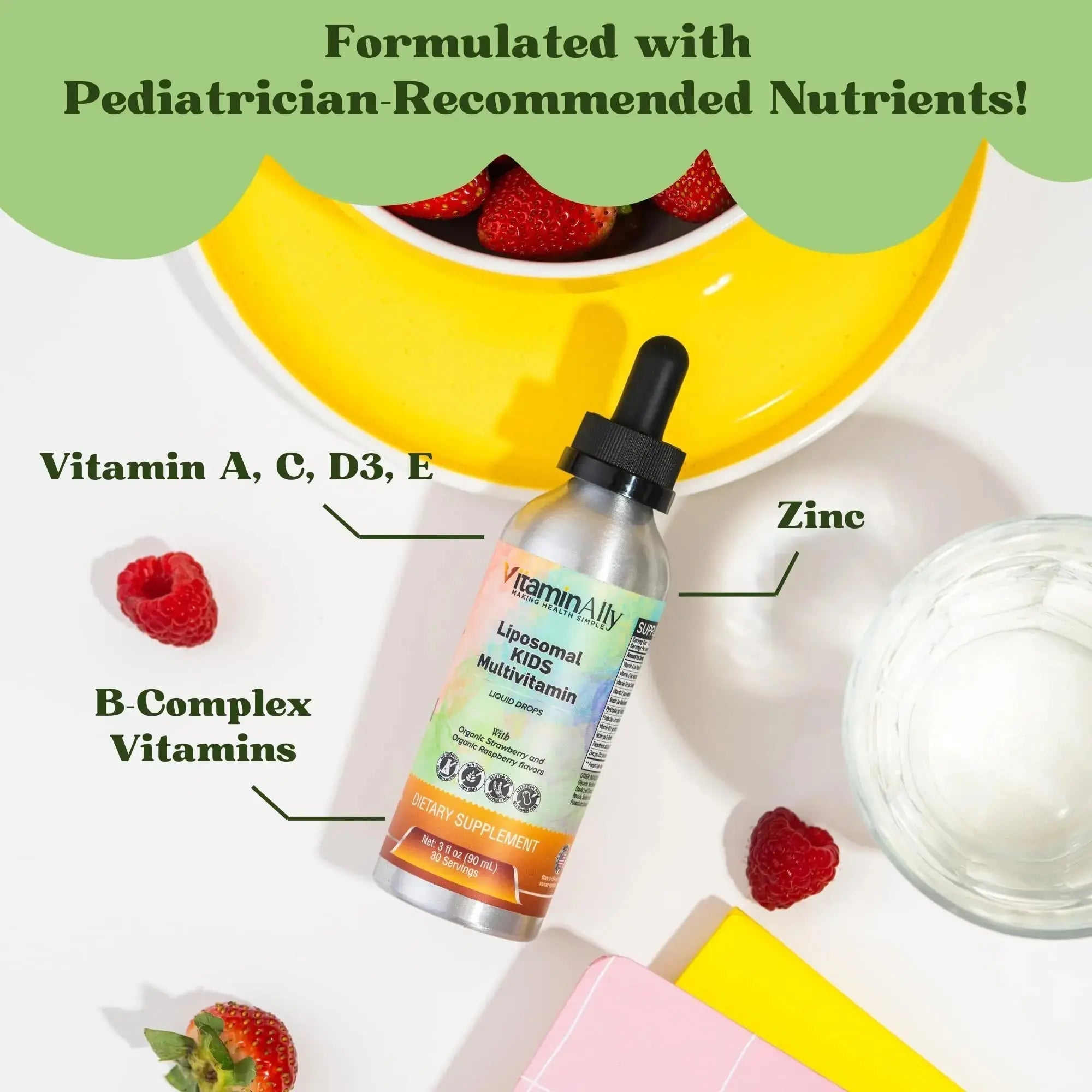 Vitaminally Liposomal Kids Liquid Multivitamin | Non-GMO | Clean | Sugar Free | Gluten Free | Organic Berry Flavors | Vitaminally Au supplements