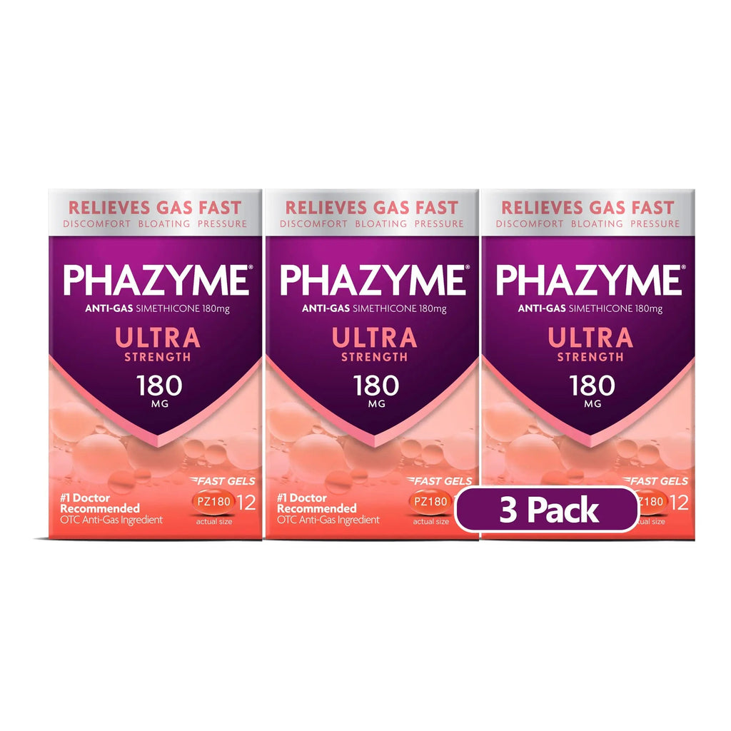 Phazyme Ultra Strength Gas & Bloating Relief, Works in Minutes, 12 Fast Gels, 3 Pack Phazyme Au supplements