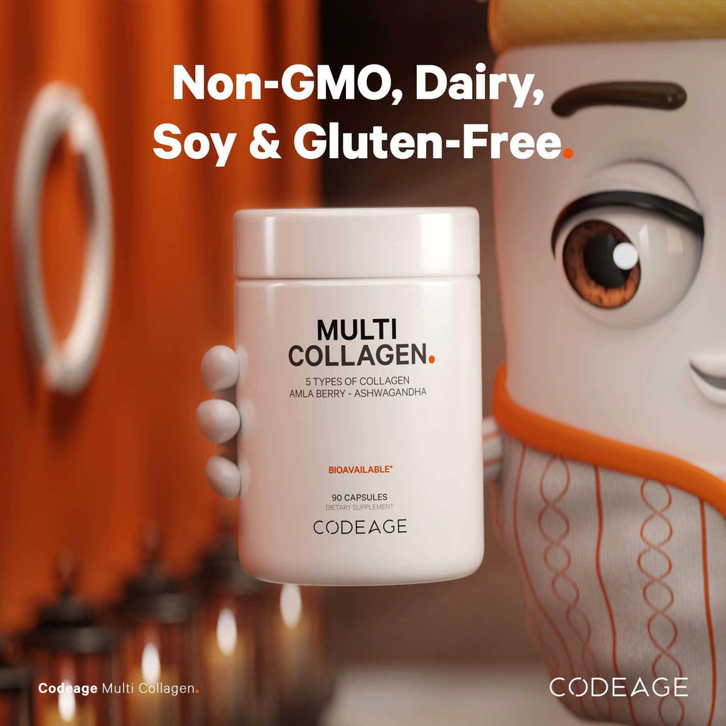 Codeage Multi Collagen Peptides Protein Capsules, 5 Collagen Types, Grass-Fed & Hydrolyzed Bovine Collagen Pills Supplement, Ashwagandha, Amla Berry Vitamins, Collagen Peptides - 90 Capsules Codeage Au supplements