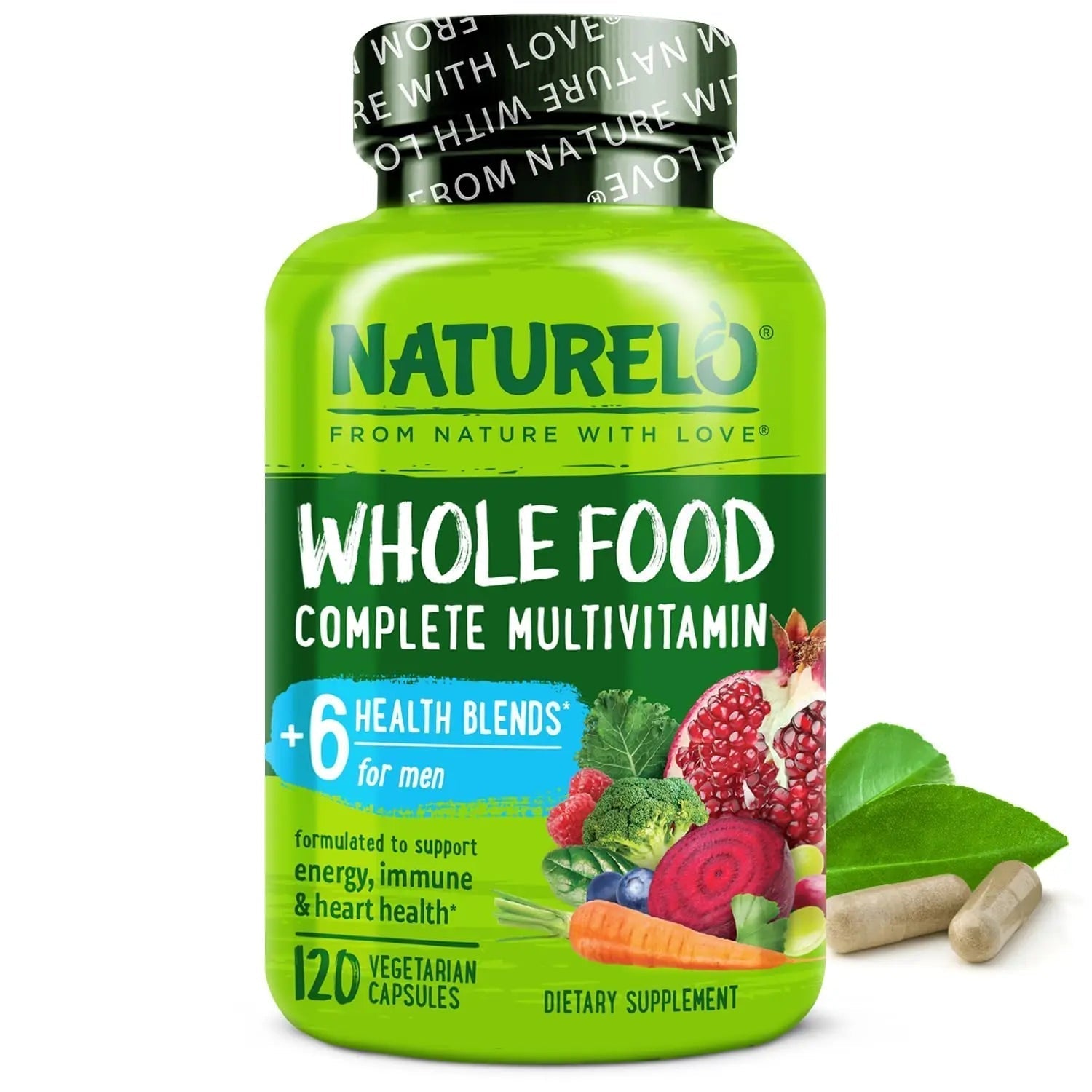 NATURELO Mens Multivitamins - Whole Food Multivitamin for Men with Vitamins, Minerals - 120 Vegetarian Capsules for Energy, Brain, Heart, Eye Health* NATURELO Au supplements