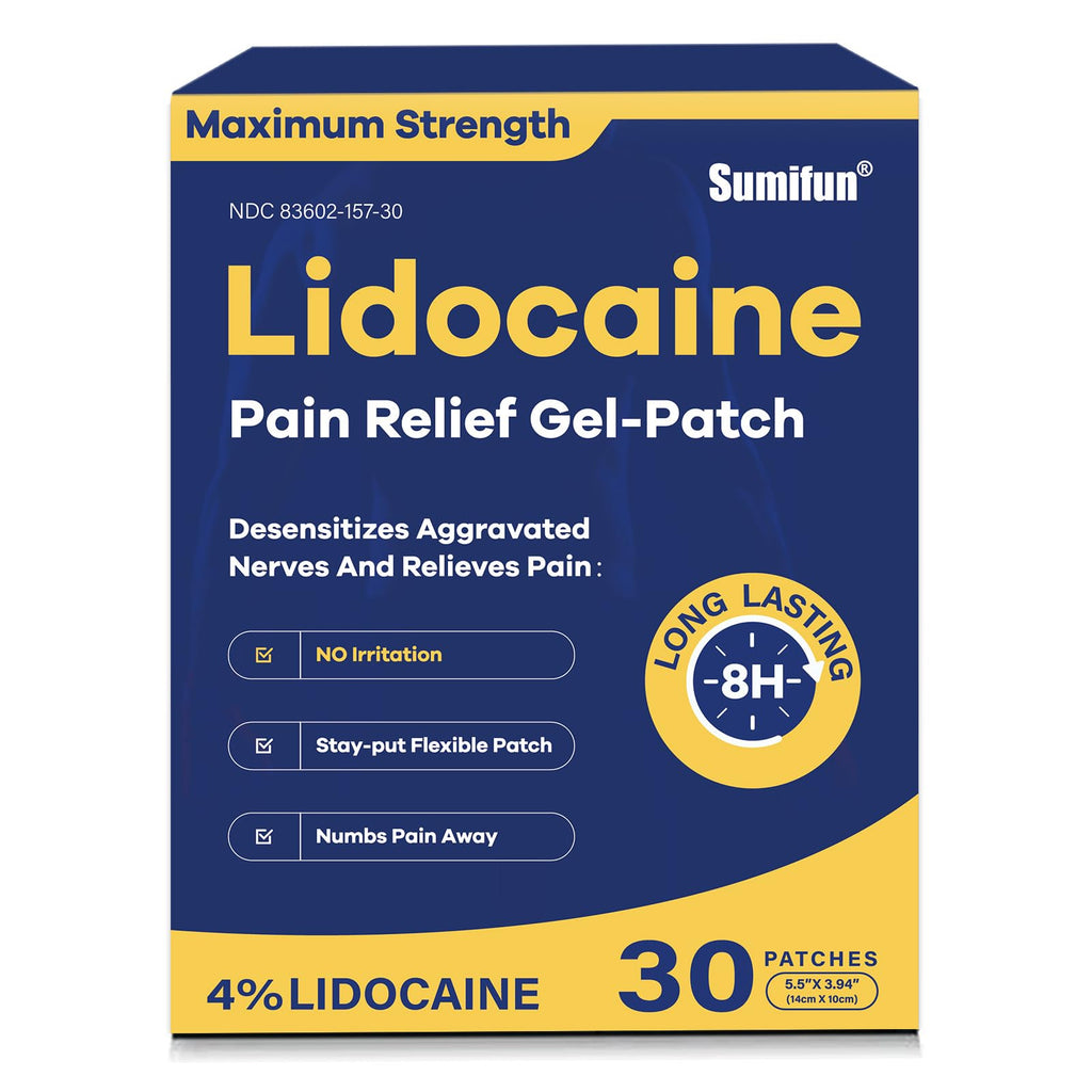 Sumifun 4% Lidocaine Pain Relief Patches 30 Count Maximum Strength Numbing Gel Patch for Back Knee Neck Joint Ache Muscle Soreness Topical Analgesic Sumifun Au supplements