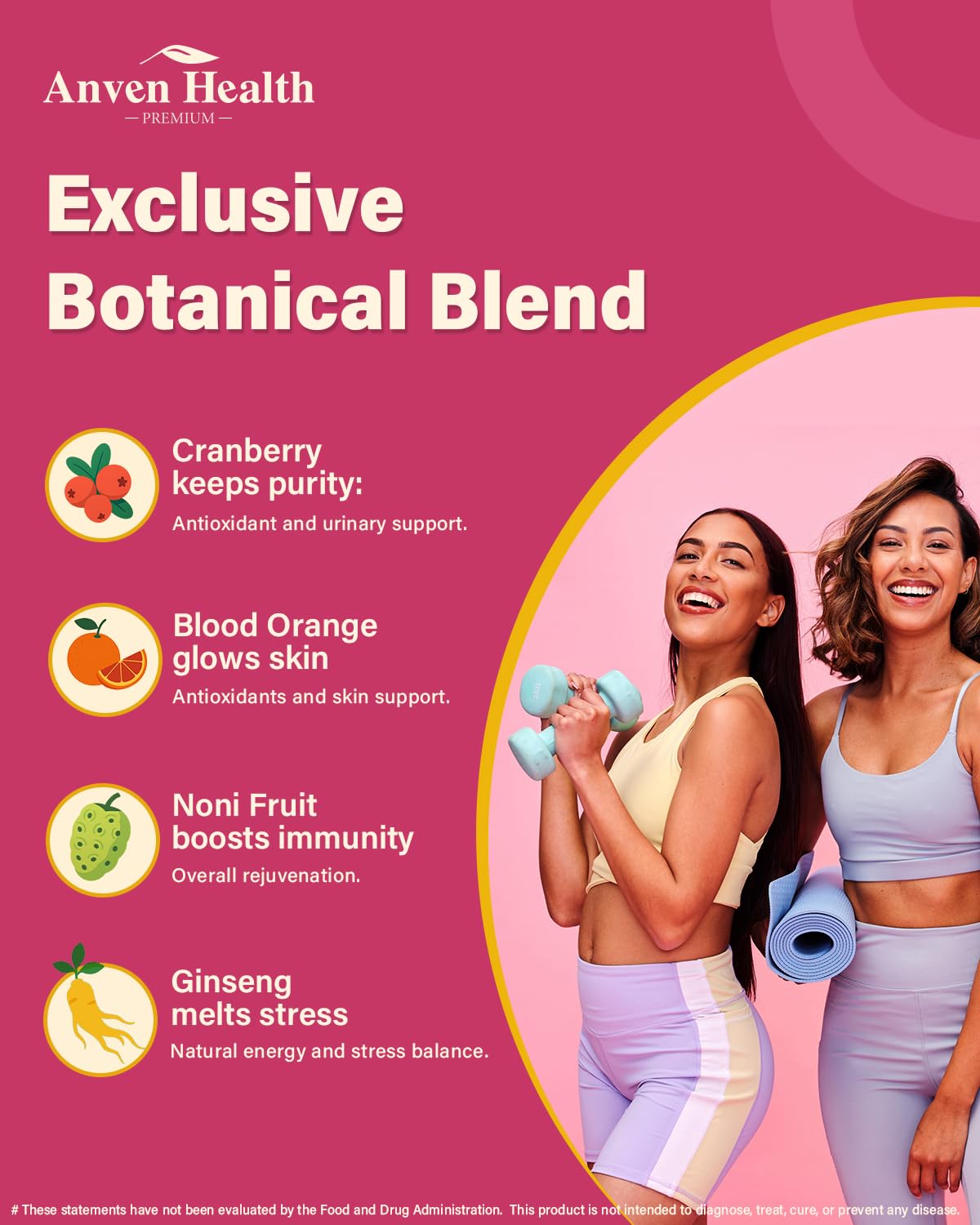Anven Health Probiotics and Prebiotics for Women pH Balance & Digestion - 60 Billion Vaginal Probiotic with Cranberry & D-Mannose for Gut, Urinary, Immune Health,
