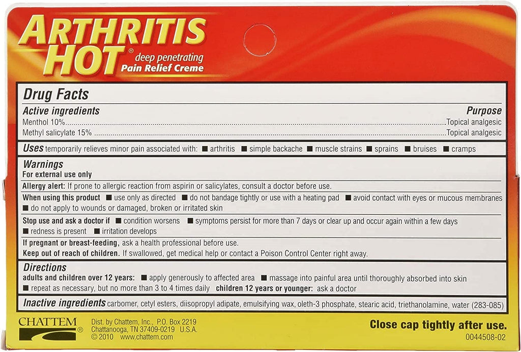 Arthritis Hot Pain Relief Creme 3 oz (Pack of 3) Marble Medical Au supplements
