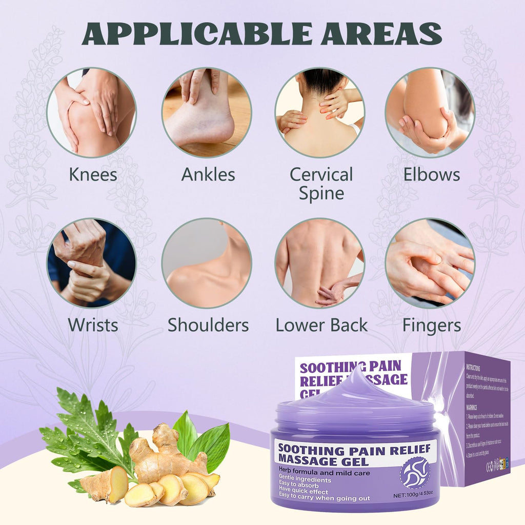 Soothing Massage Gel (100g) - Joint Relief Purple Gel, Natural Ingredients Soothing Relief Cream, Fast-Absorbing Jointgel Cream for Soothing Joint, Shoulder, Knee, Back, Lumbar & Muscle Stiffness Vereclue Au supplements
