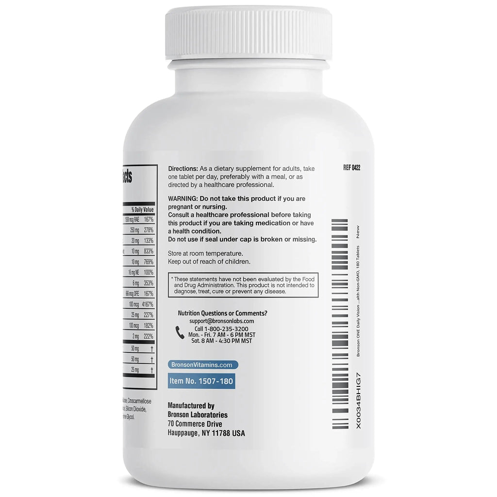 Bronson ONE Daily Vision Complete Eye Health Support Multivitamin Multimineral Supplement Formula, 180 Tablets Bronson Au supplements