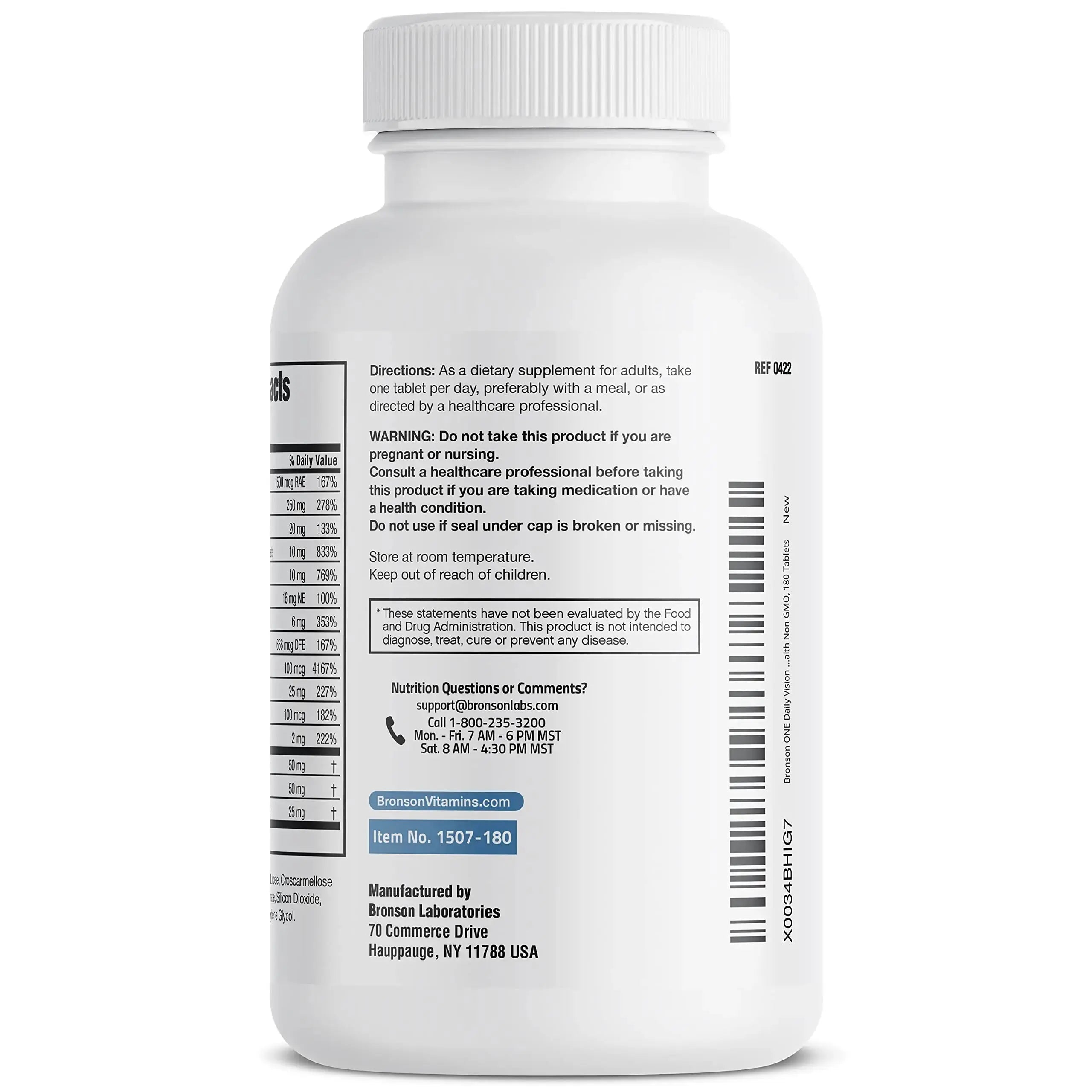 Bronson ONE Daily Vision Complete Eye Health Support Multivitamin Multimineral Supplement Formula, 180 Tablets Bronson Au supplements