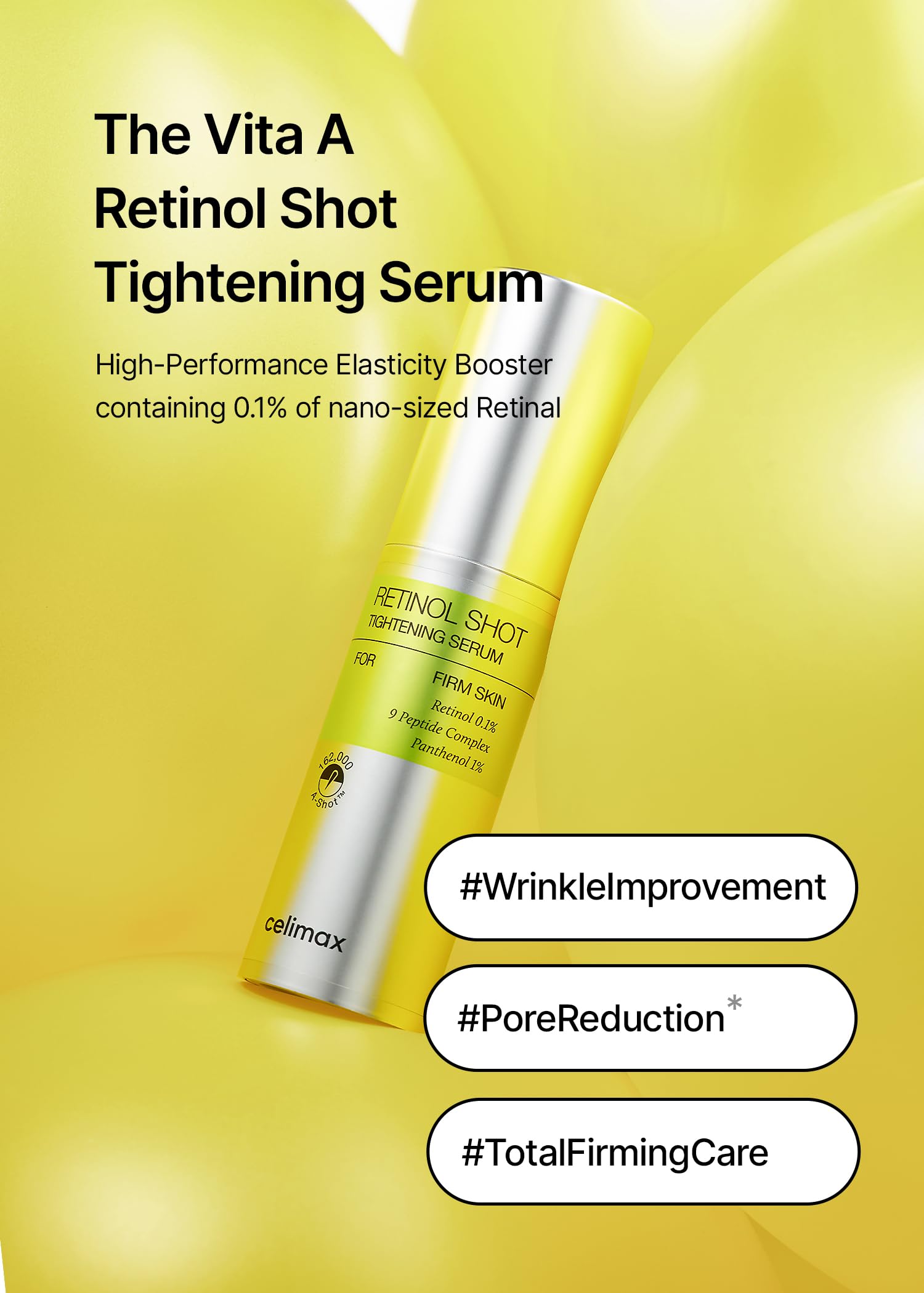 celimax The Vita A Retinol Shot Tightening Serum | with Pure Vitamin A Retinol, Peptide, Pore Minimizer