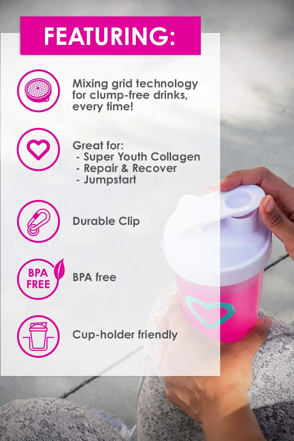 SkinnyFit Super Shaker Bottle 20oz. BPA free with Mixing Grid Technology, Leak Proof SkinnyFit Au supplements