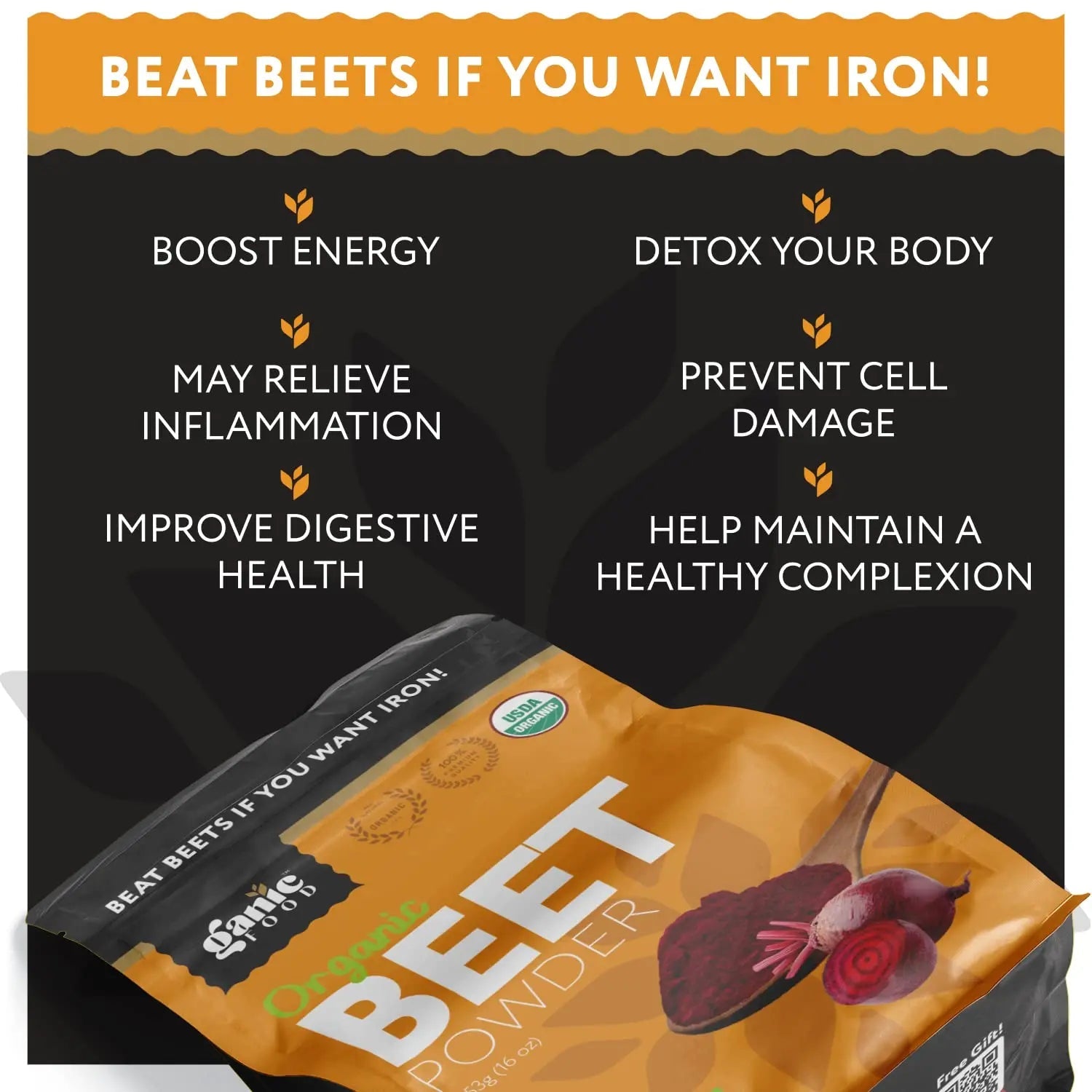 Ganic Food Organic Beetroot Powder, 16 Ounces Ganic Food Au supplements