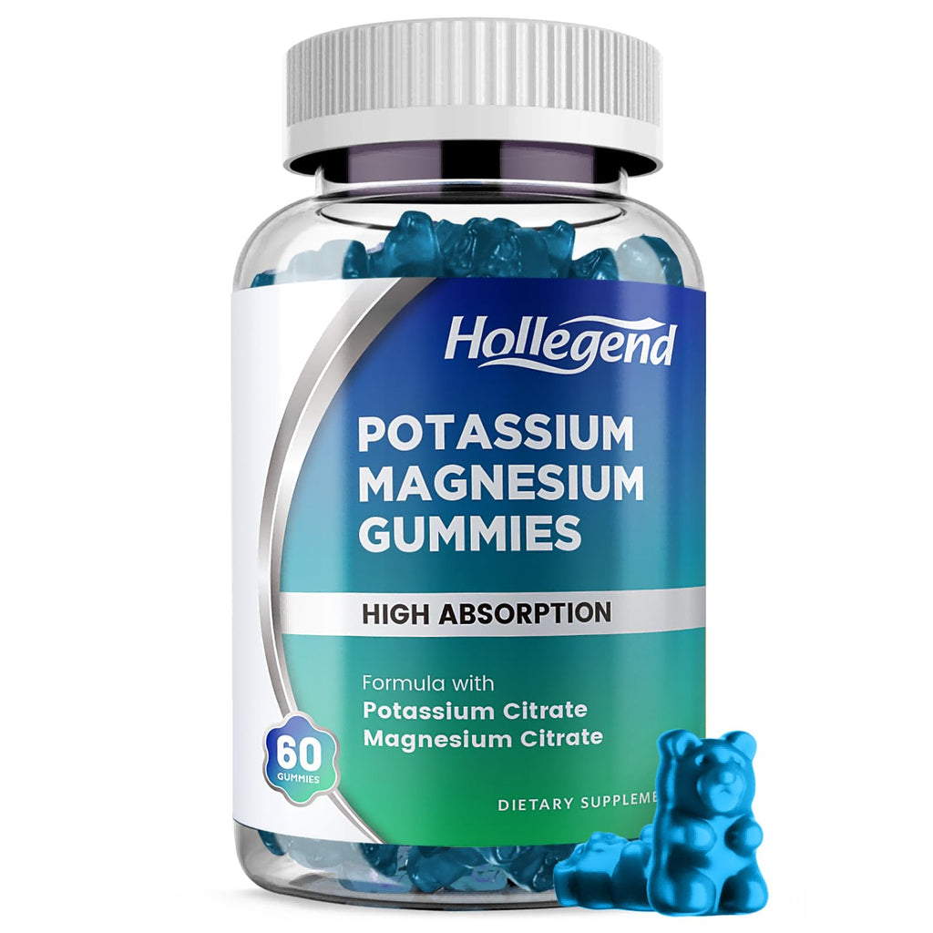 HOLLEGEND Potassium Magnesium Gummies, High Absorption Potassium Citrate 99mg Magnesium Citrate 180mg, Chewable Gummy Supplements for Leg Cramps & Muscle, 60 Count HOLLEGEND Au supplements