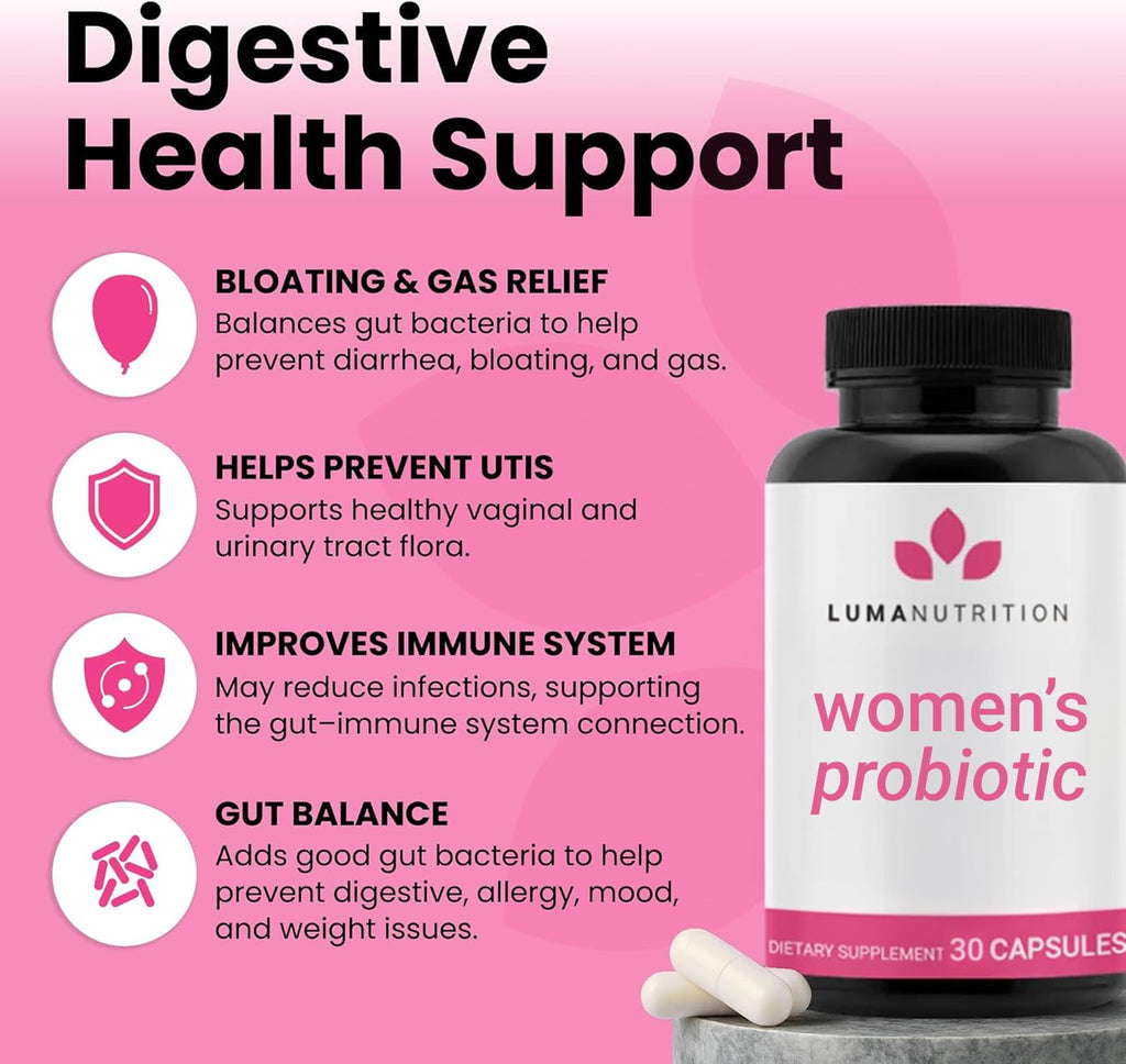 Luma Nutrition Probiotics for Women with Prebiotics - 50 Billion CFU Per Serving - Formulated for Digestive, Immune & Feminine Support
