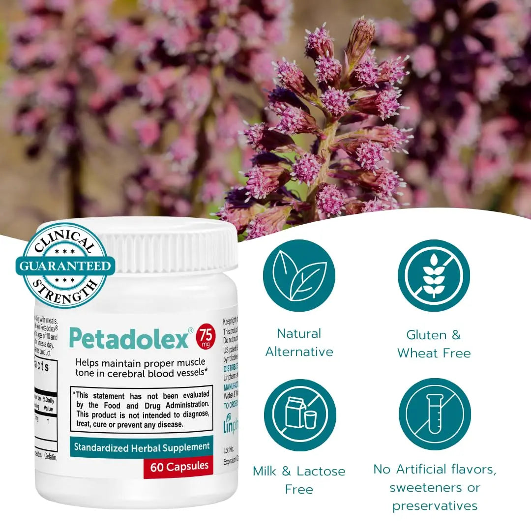 Petadolex - Migraine Relief - Patented Butterbur Root Extract, 75mg PA-Free Butterbur Extract Petadolex Au supplements